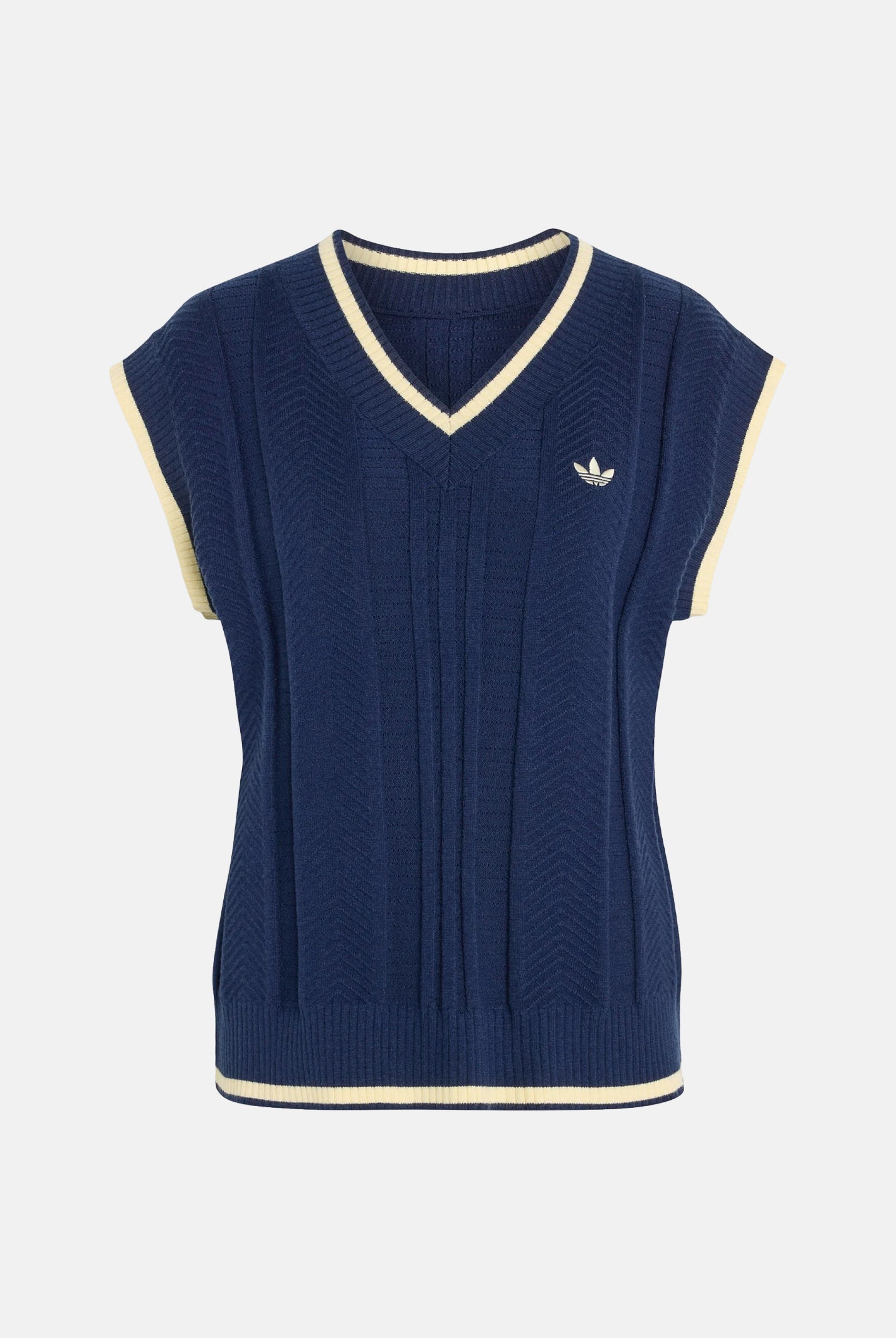 ADIDAS ORIGINALS Gilet CABLE KNIT indigo blu notte da donna con motivo a trecce <BR/> KT1861 . ADIDAS ORIGINALS