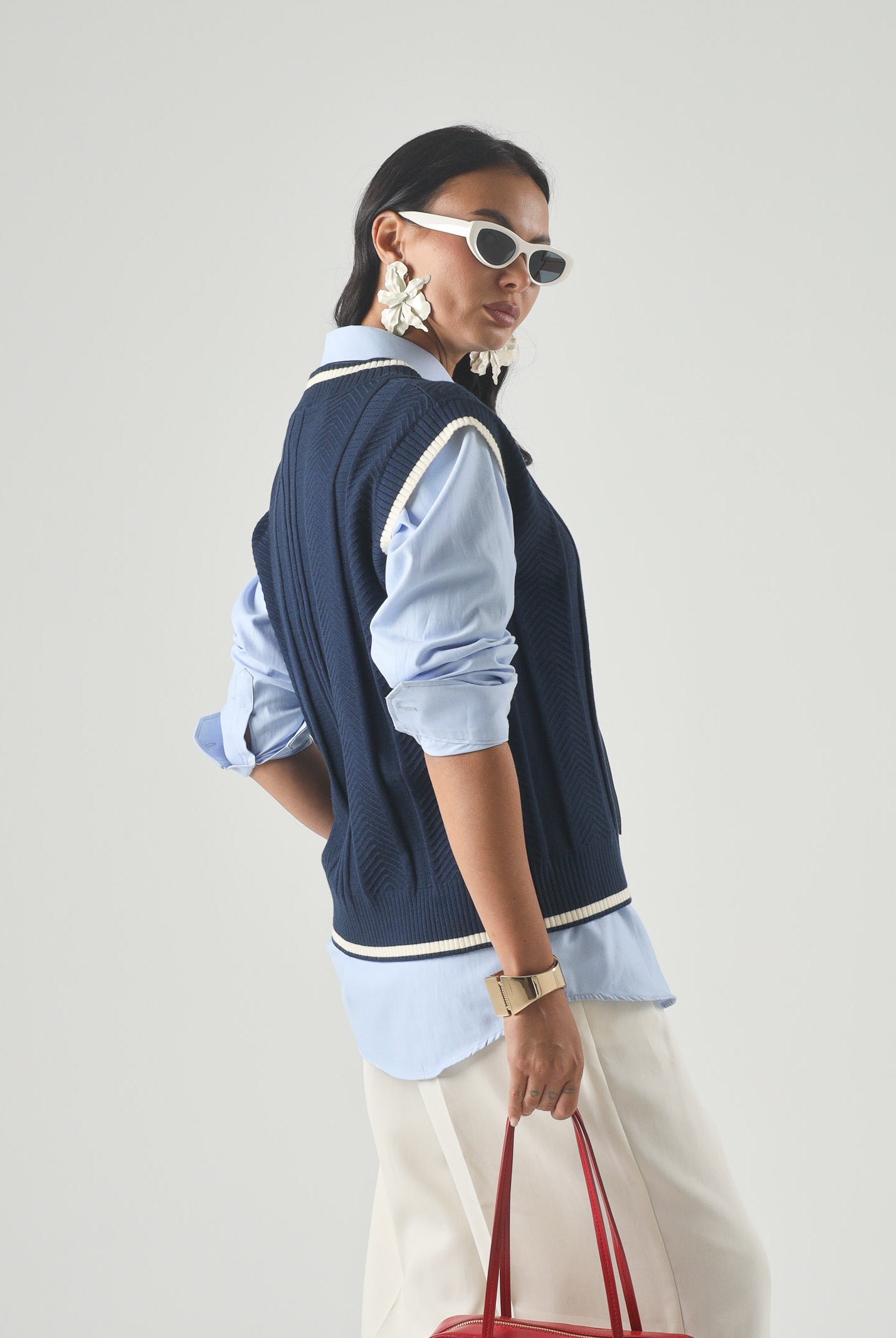 ADIDAS ORIGINALS Gilet CABLE KNIT indigo blu notte da donna con motivo a trecce <BR/> KT1861 . ADIDAS ORIGINALS