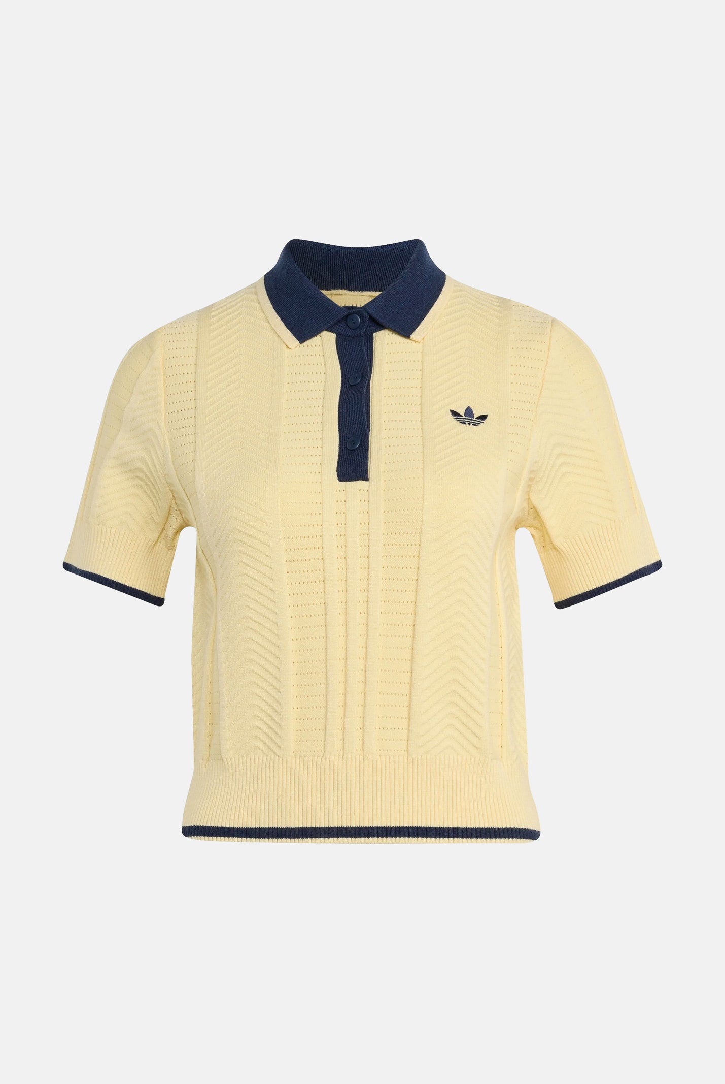 ADIDAS ORIGINALS Polo CABLE KNIT CALI giallo chiaro e navy blu da donna <BR/> KT1862 . ADIDAS ORIGINALS
