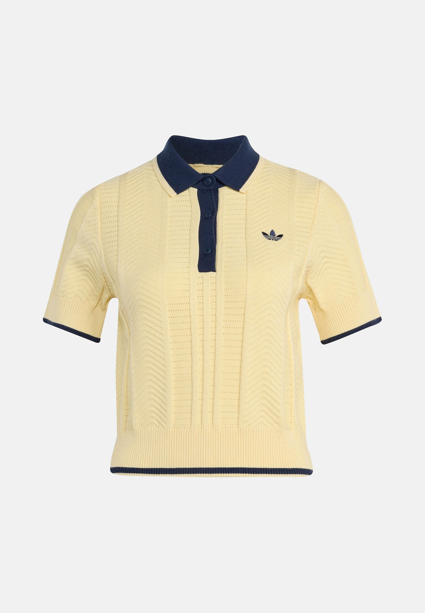 ADIDAS ORIGINALS Polo CABLE KNIT CALI giallo chiaro e navy blu da donna <BR/> KT1862 . ADIDAS ORIGINALS