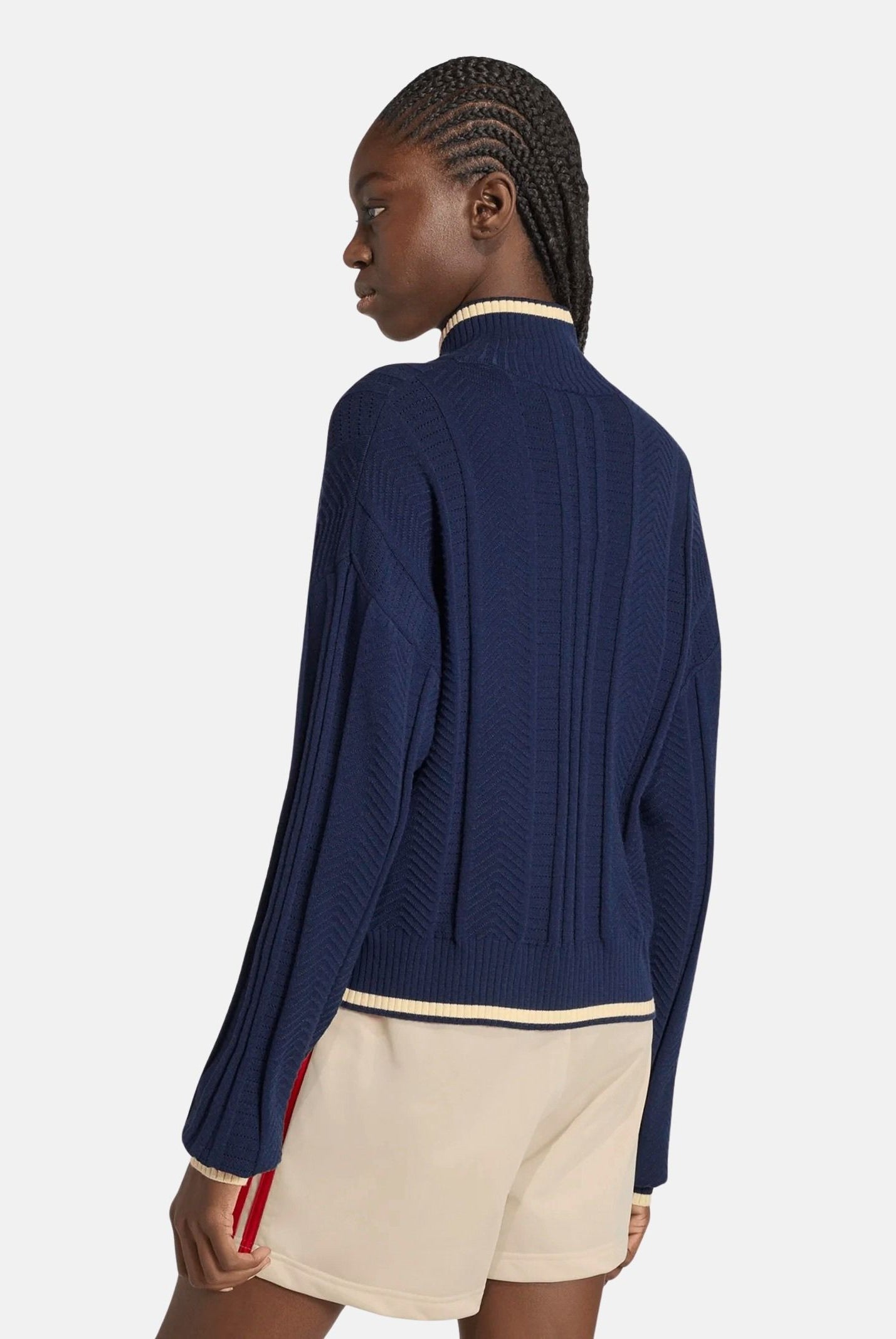 ADIDAS ORIGINALS Giacca TRACK TOP CABLE KNIT FIREBIRD Night Indigo, blu navy, donna. KT1864 . ADIDAS ORIGINALS