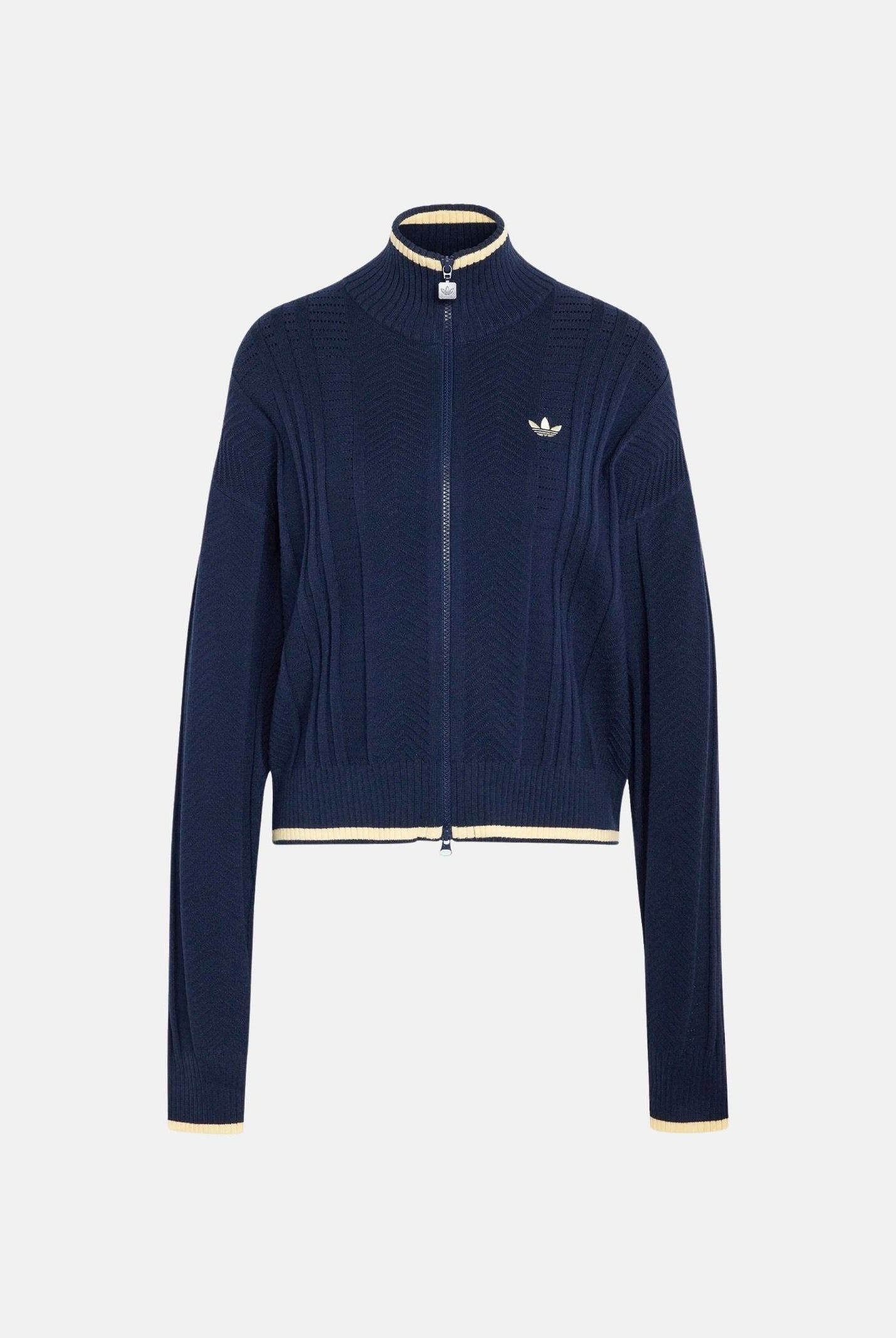 ADIDAS ORIGINALS Giacca TRACK TOP CABLE KNIT FIREBIRD Night Indigo, blu navy, donna. KT1864 . ADIDAS ORIGINALS