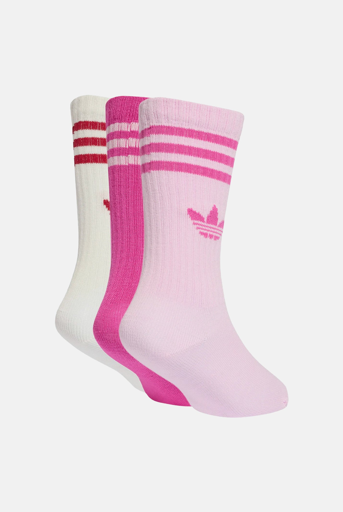 ADIDAS ORIGINALS calze Crew 3 paia Orchid Fusion/Semi Lucid Fuchsia/Cloud White fucsia, rosa e bianche da bambina KT1996 . ADIDAS ORIGINALS