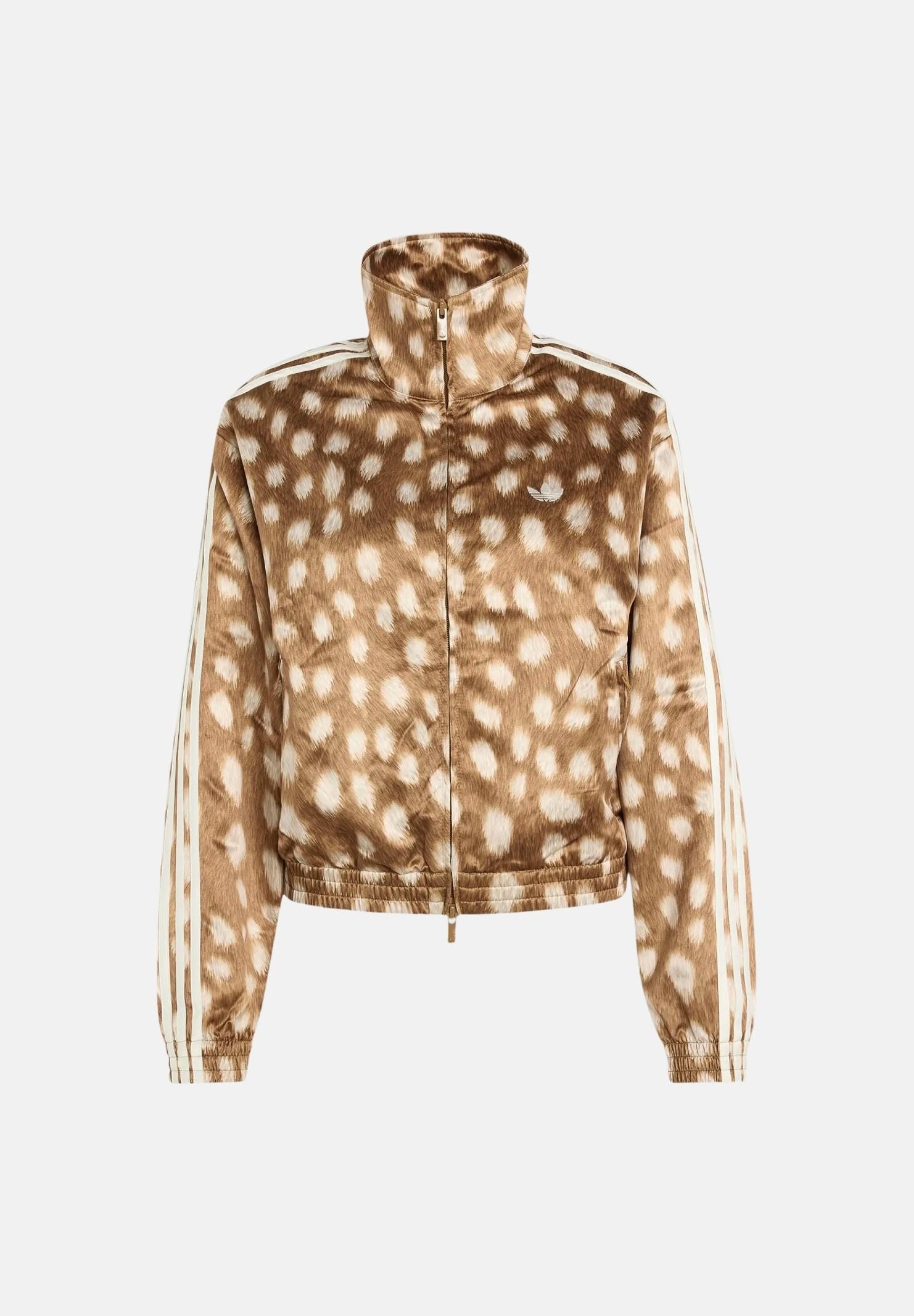 ADIDAS ORIGINALS Felpa ANIMAL PRINT FIREBIRD brown dessert beige con motivo animalier da donna KT2143 . ADIDAS ORIGINALS