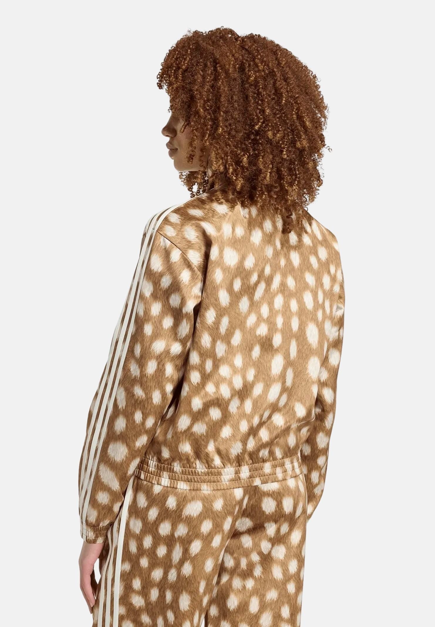 ADIDAS ORIGINALS Felpa ANIMAL PRINT FIREBIRD brown dessert beige con motivo animalier da donna KT2143 . ADIDAS ORIGINALS