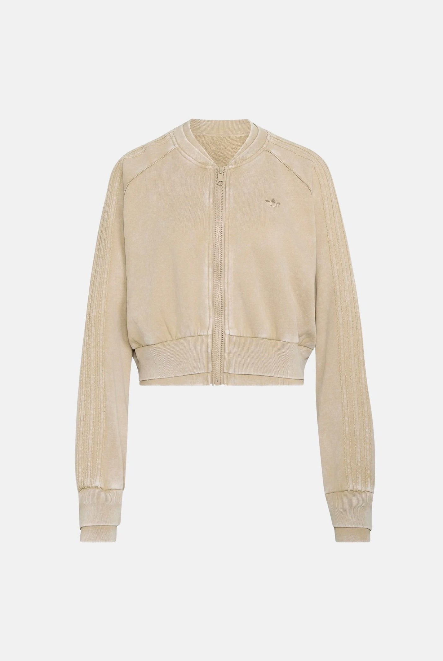 ADIDAS ORIGINALS Felpa con zip ADICOLOR CLASSICS CROPPED khath-beige da donna con taglio corto KT2228 . ADIDAS ORIGINALS