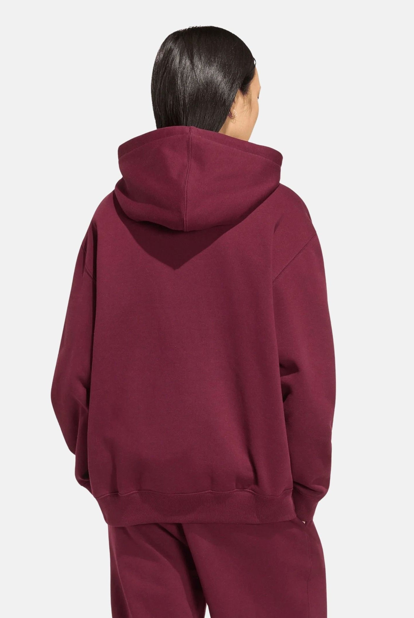 ADIDAS ORIGINALS Felpa ESSENTIALS OVERSIZE Maroon bordeaux da donna in tinta unita KT2274 . ADIDAS ORIGINALS