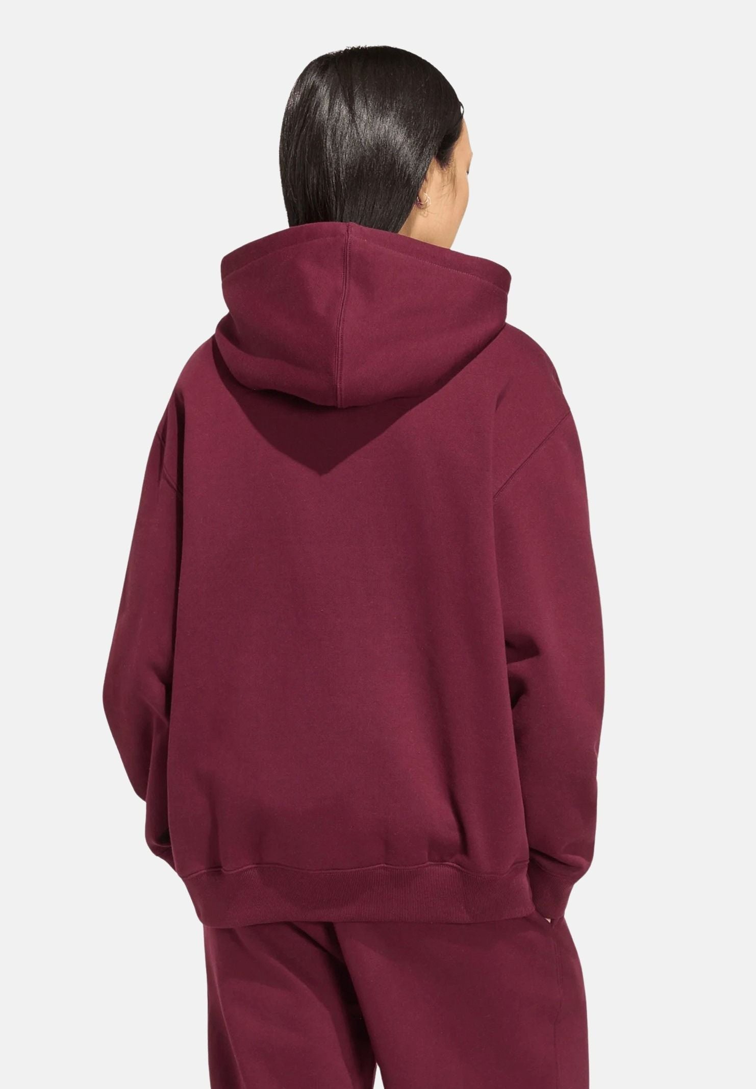 ADIDAS ORIGINALS Felpa ESSENTIALS OVERSIZE Maroon bordeaux da donna in tinta unita KT2274 . ADIDAS ORIGINALS