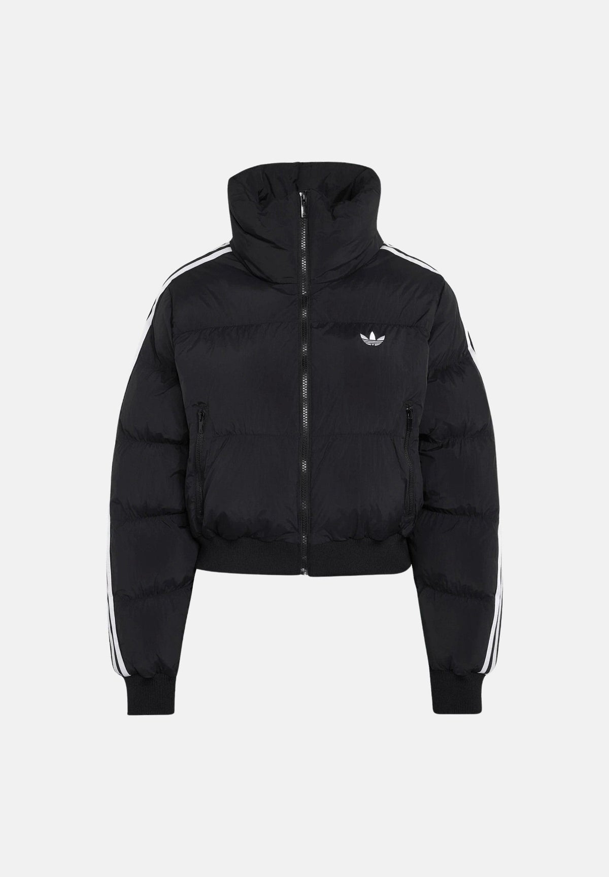 ADIDAS ORIGINALS Giubbotto-piumino corto nero da donna con iconiche 3-stripes KT4231 . ADIDAS ORIGINALS