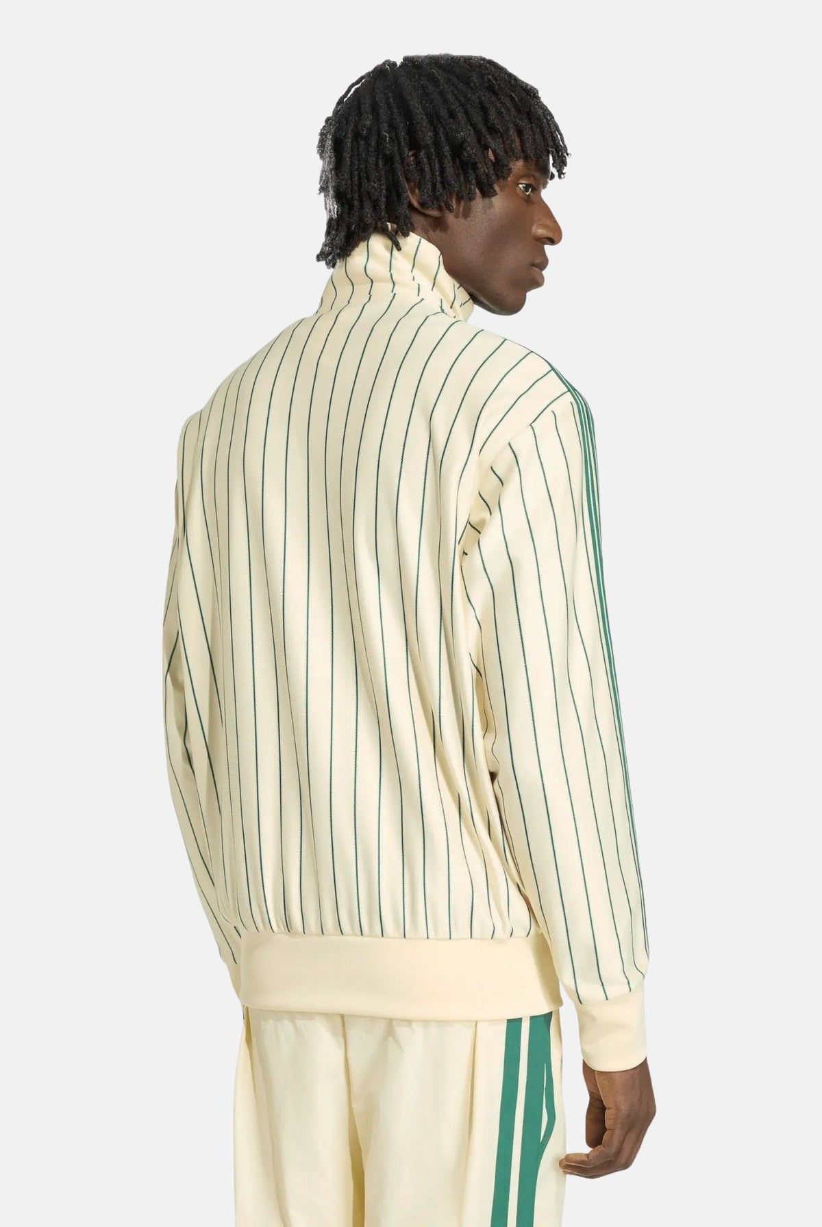 ADIDAS ORIGINALS Felpa con zip FIREBIRD PINSTRIPES warm vaniglia beige da uomo con righe a contrasto KT4299 . ADIDAS ORIGINALS