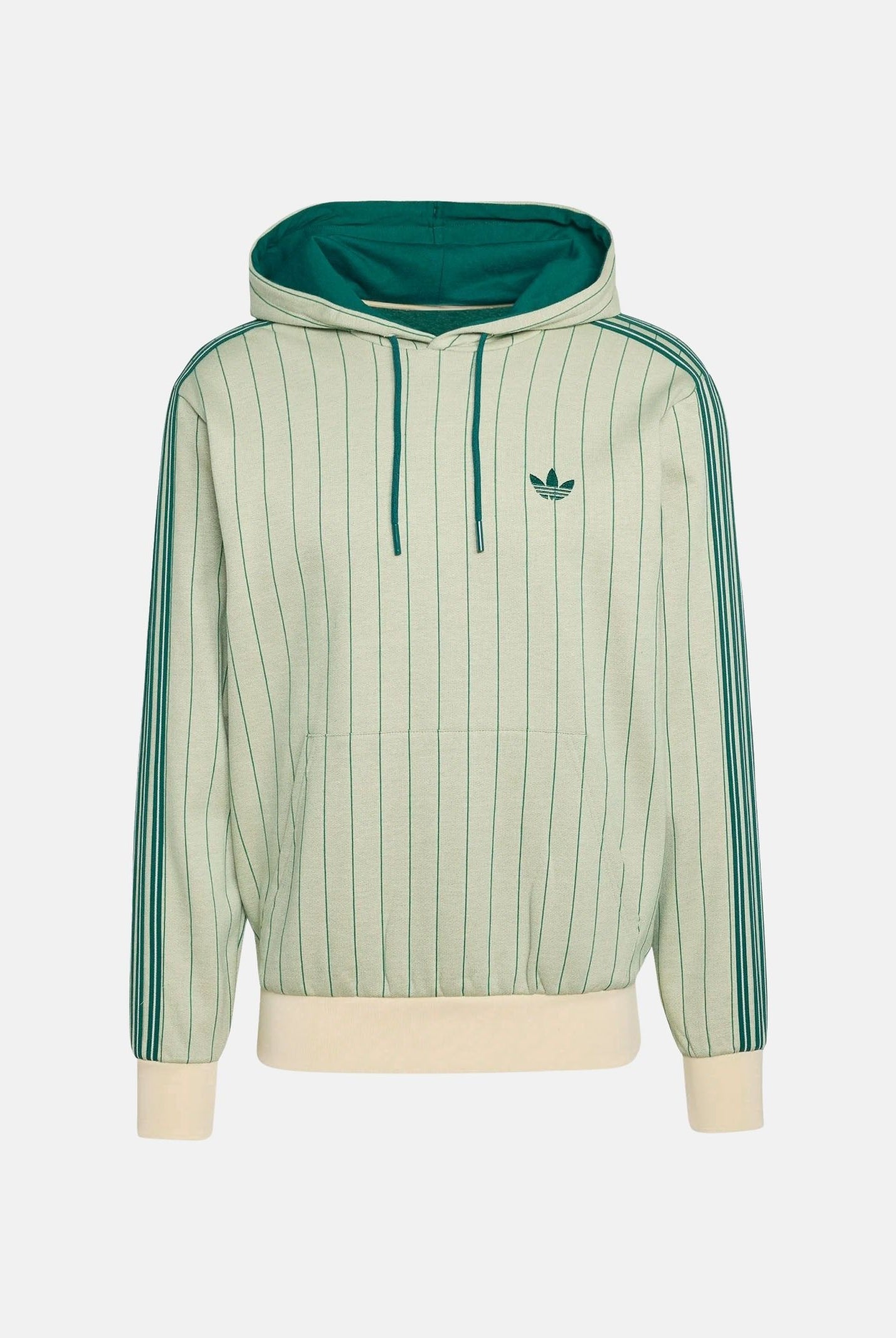 ADIDAS ORIGINALS Felpa PINSTRIPES HOODIE Warm Vanilla, beige e verde da uomo con cappuccio KT4325 . ADIDAS ORIGINALS