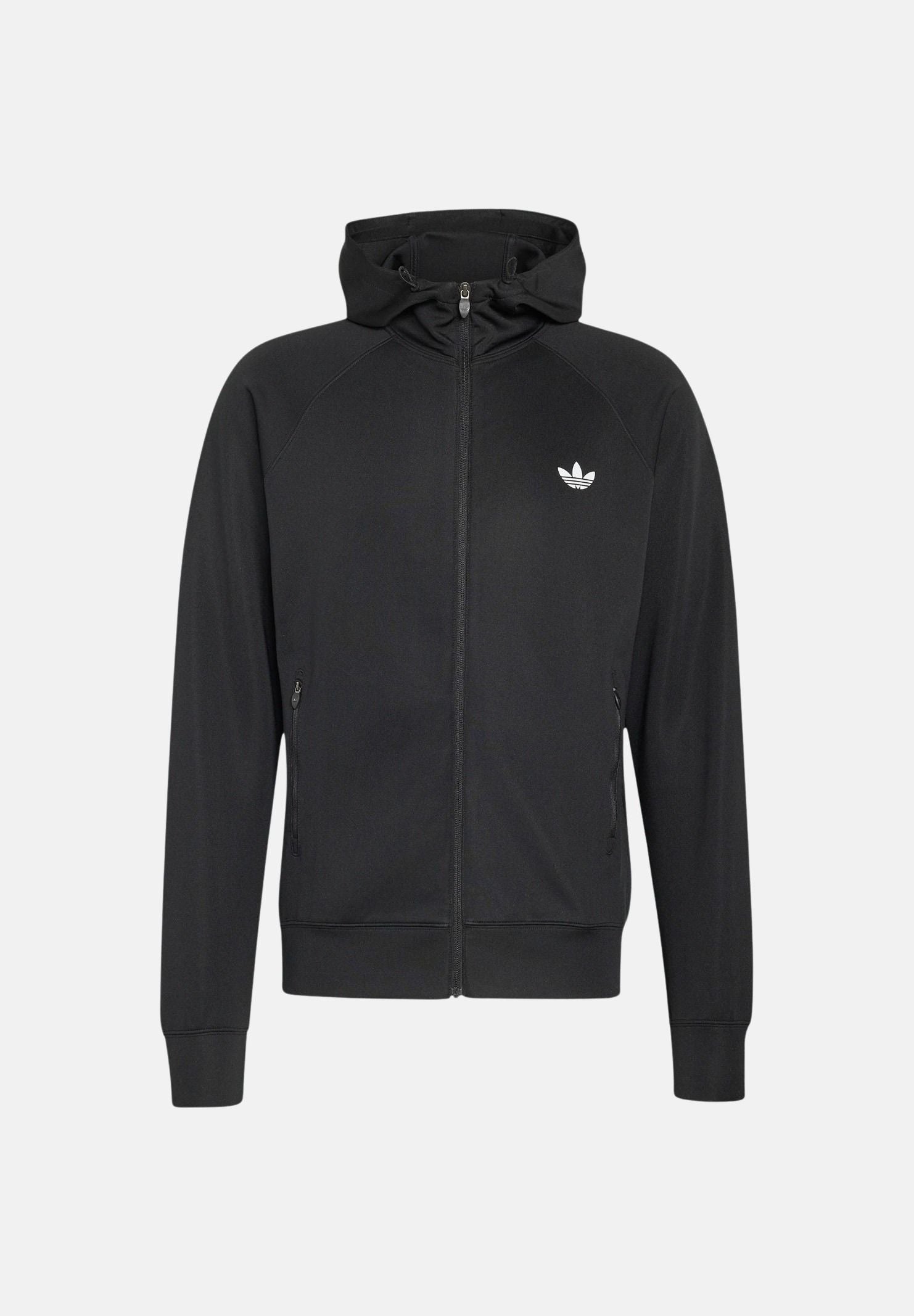 ADIDAS ORIGINALS Felpa TREFOIL ESSENTIALS SPACER nera da uomo con cappuccio KT4620 . ADIDAS ORIGINALS