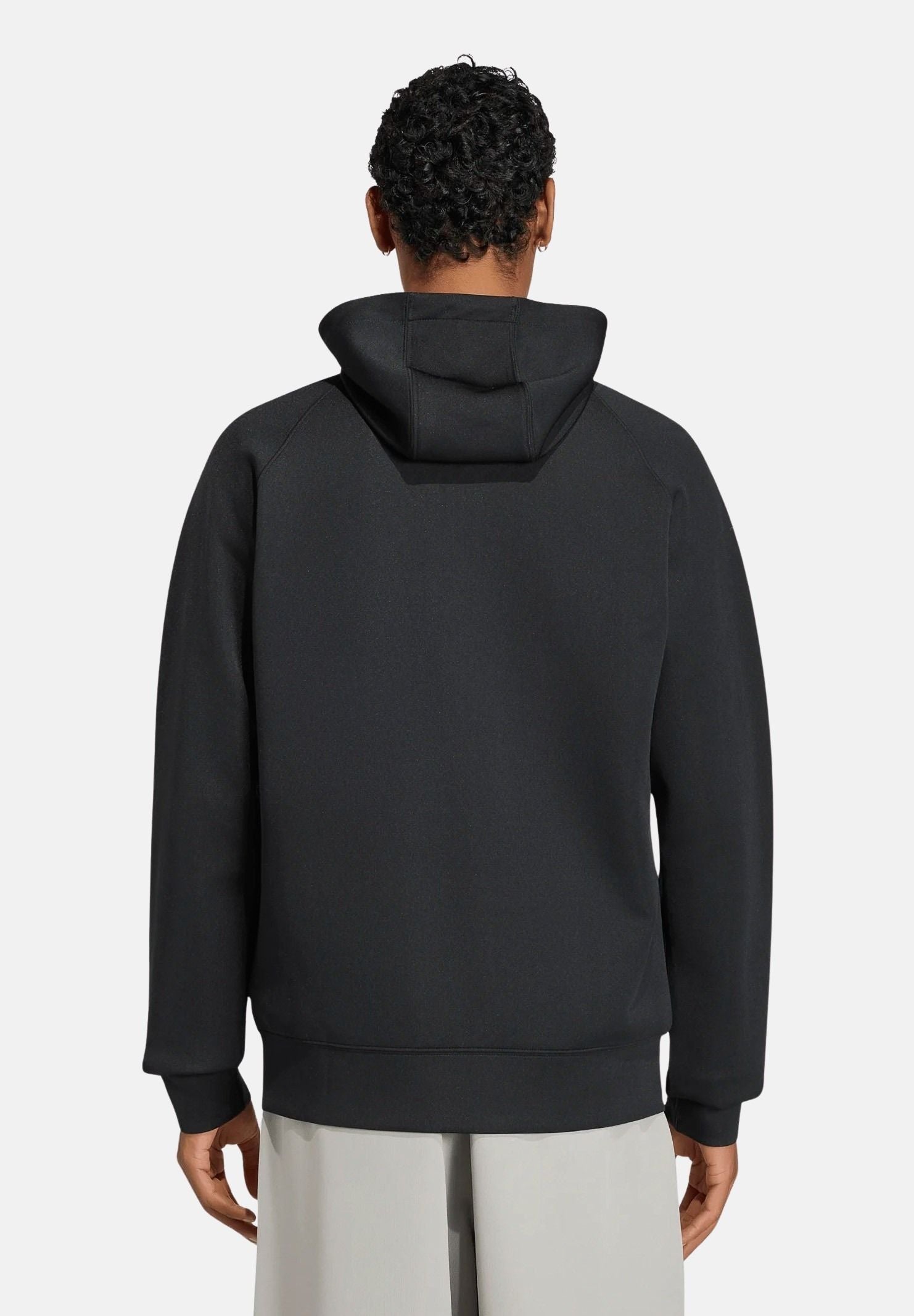 ADIDAS ORIGINALS Felpa TREFOIL ESSENTIALS SPACER nera da uomo con cappuccio KT4620 . ADIDAS ORIGINALS