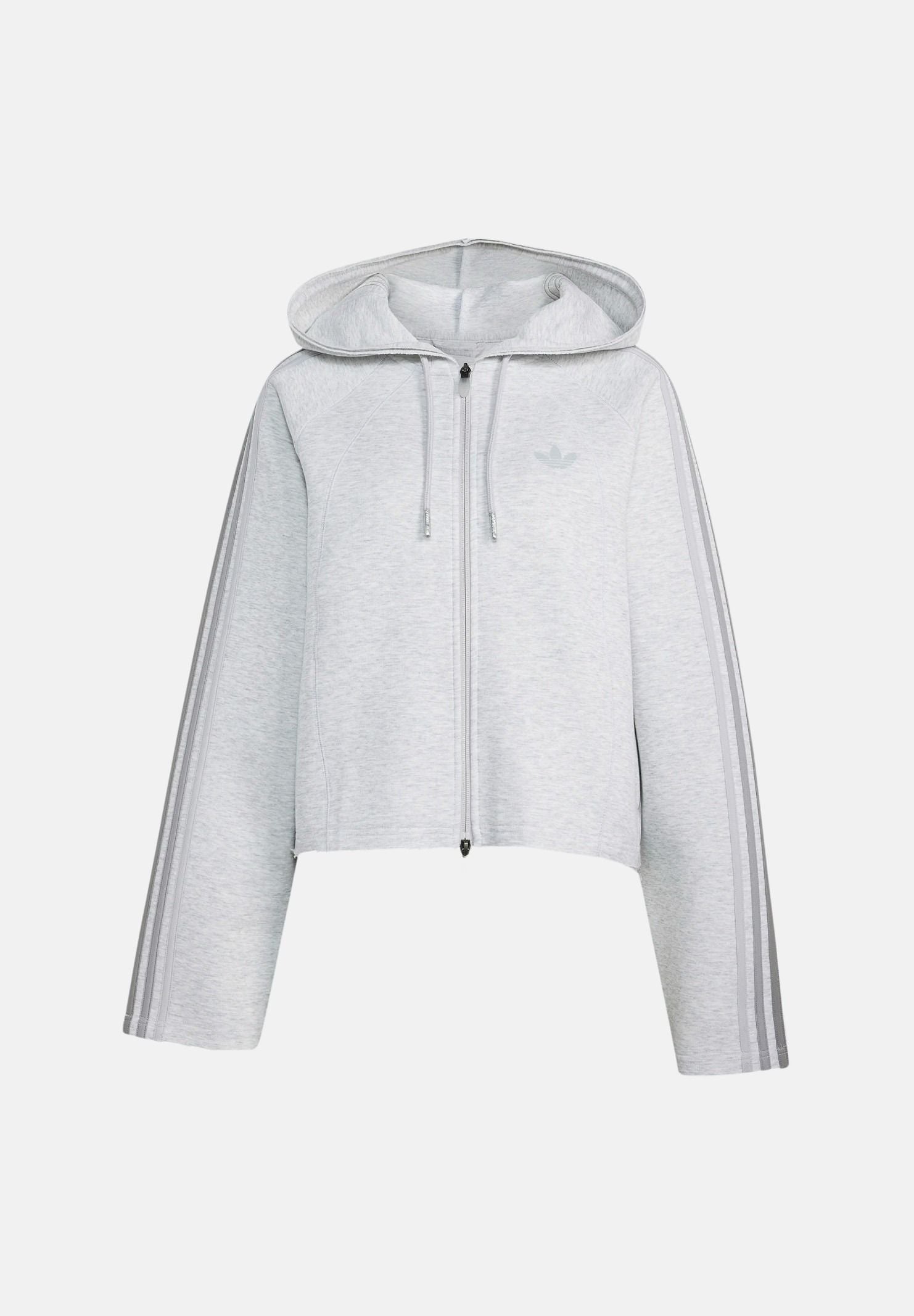 ADIDAS ORIGINALS Felpa SST 2.0 CROPPED HOODY Light Grey grigio chiaro da donna con iconiche 3-Stripes a contrasto. KT4690 . ADIDAS ORIGINALS