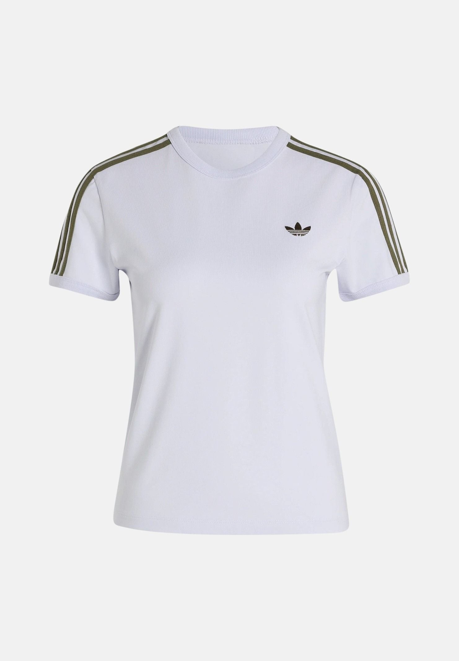 ADIDAS ORIGINALS T-shirt 3 STRIPES SLIM TEE Eropur Olys lilla e verde da donna KU8191 . ADIDAS ORIGINALS