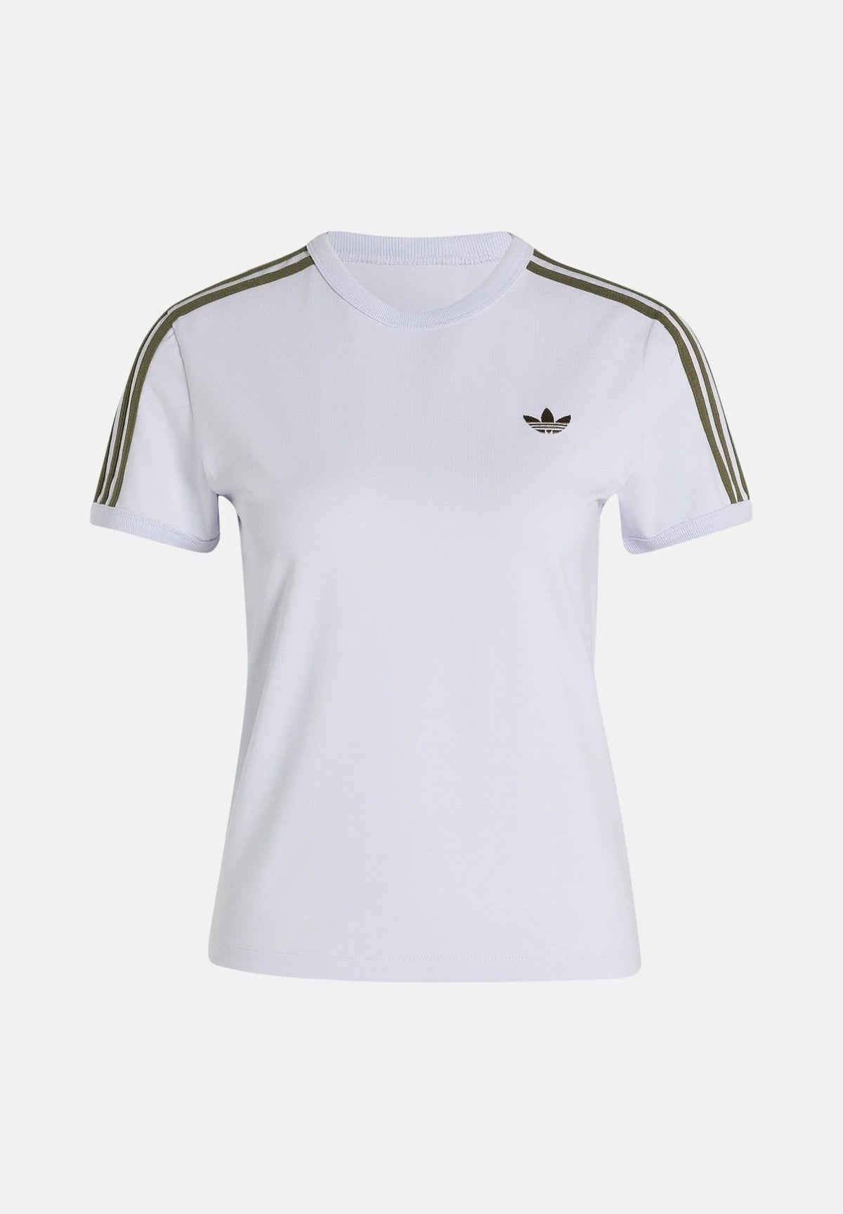 ADIDAS ORIGINALS T-shirt manica corta 3 STRIPES SLIM lilla con logo Trefoil da donna KU8191 . ADIDAS ORIGINALS
