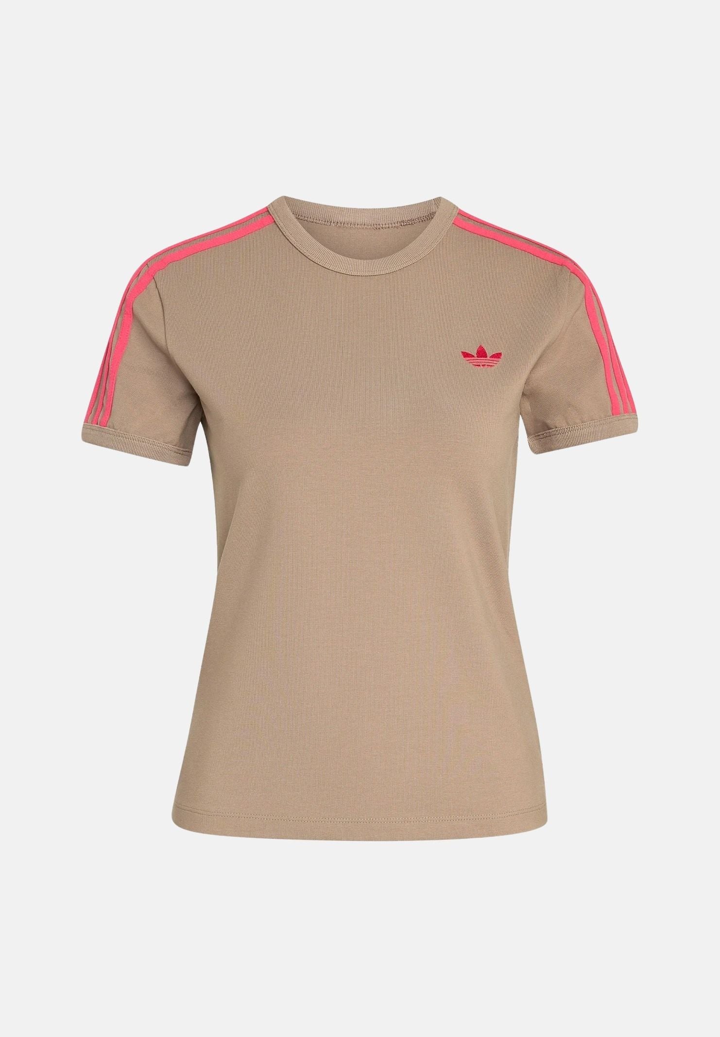 ADIDAS ORIGINALS T-shirt 3 STRIPES SLIM TEE Khaki Six-beige da donna KU8192 . ADIDAS ORIGINALS