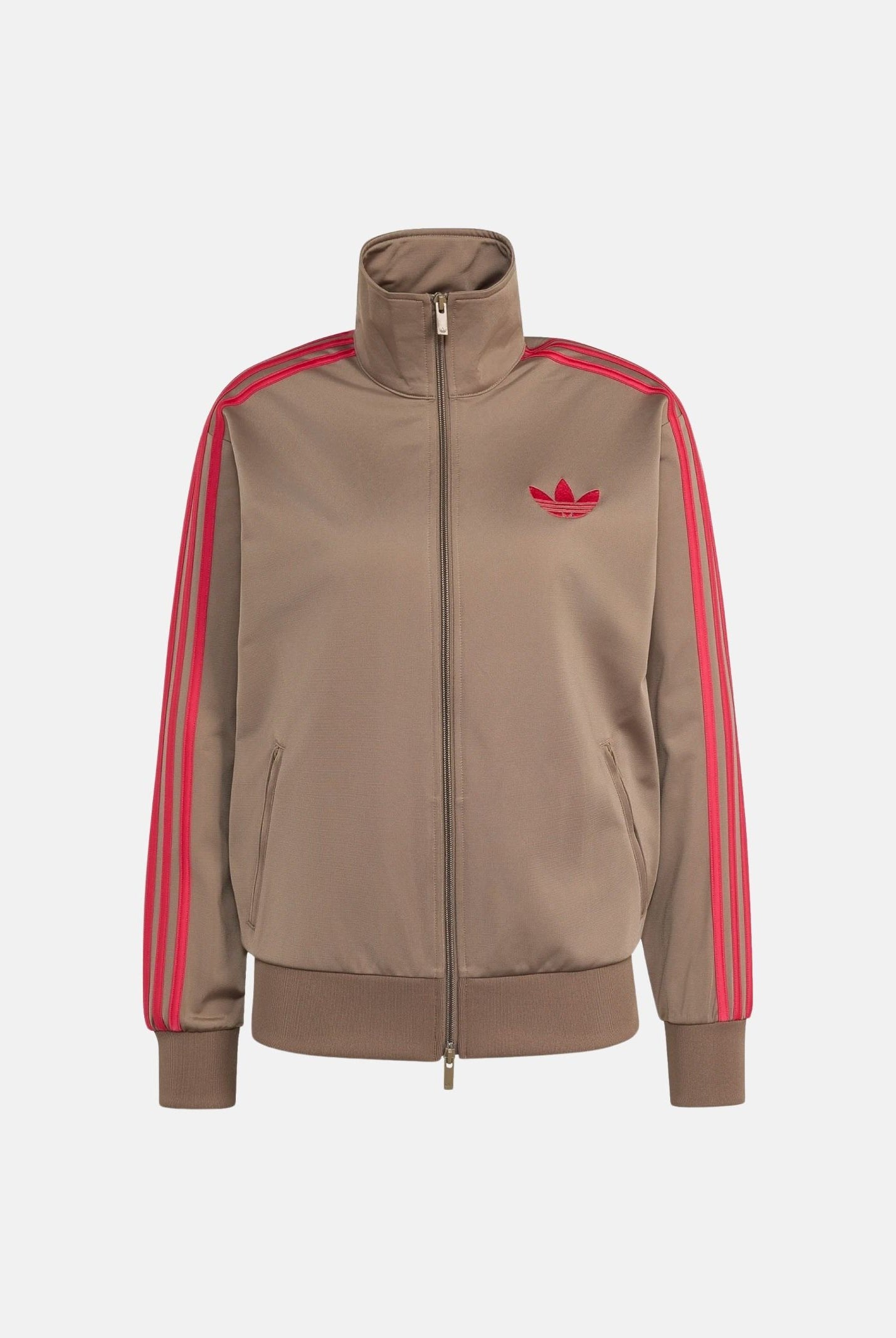 ADIDAS ORIGINALS Felpa con zip FIREBIRD TRACK TOP LOOSE Khaki power pink, marrone e rosa, da donna KU8196 . ADIDAS ORIGINALS