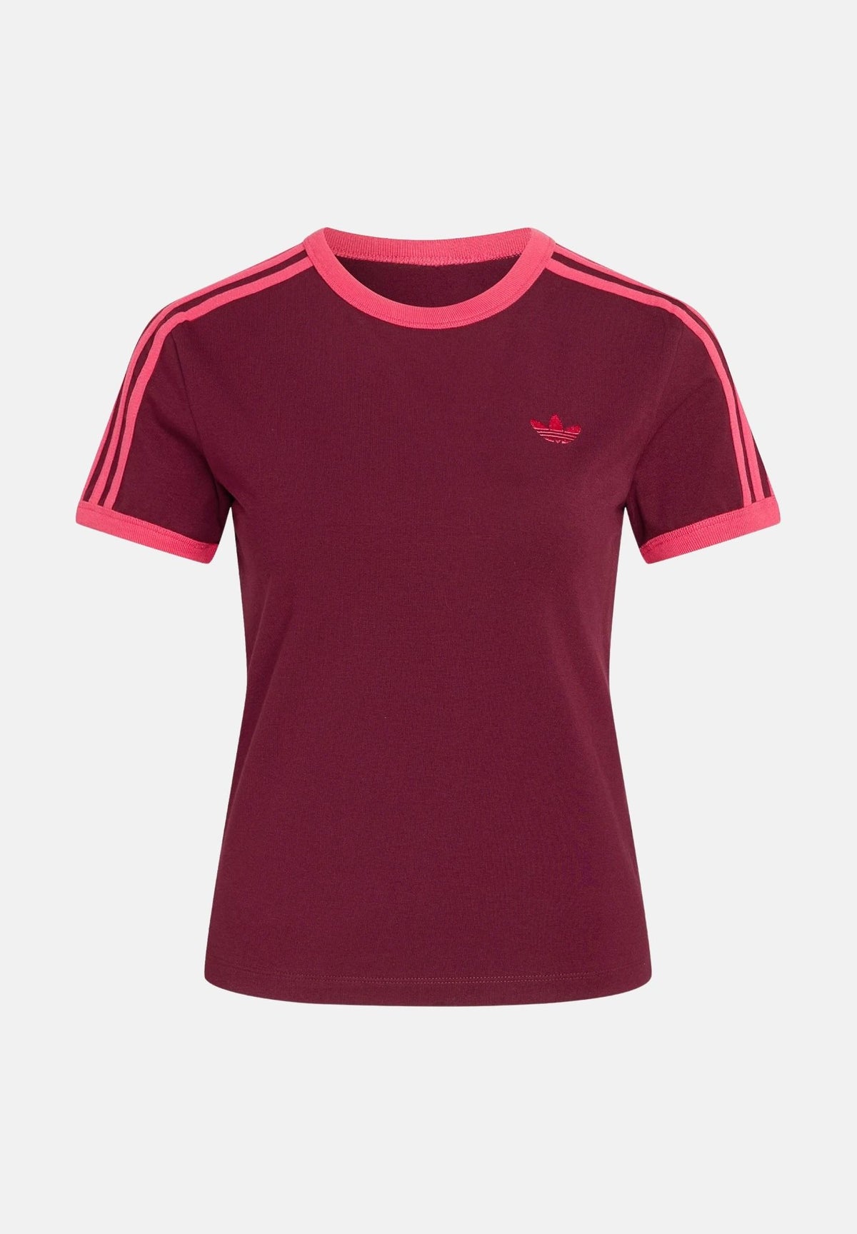 ADIDAS ORIGINALS T-shirt manica corta 3-STRIPES SLIM TEE Maroon bordeaux da donna KW0237 . ADIDAS ORIGINALS