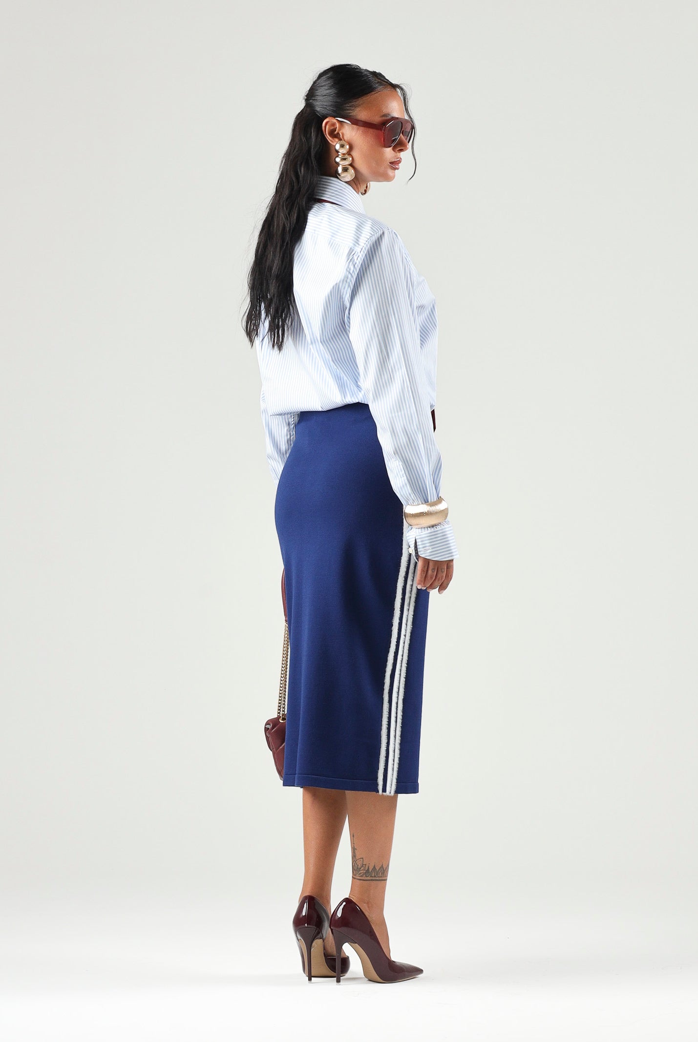 ADIDAS ORIGINALS Gonna KNITTED SKIRT Dark Blue, blu scuro da donna KW2586 . ADIDAS ORIGINALS