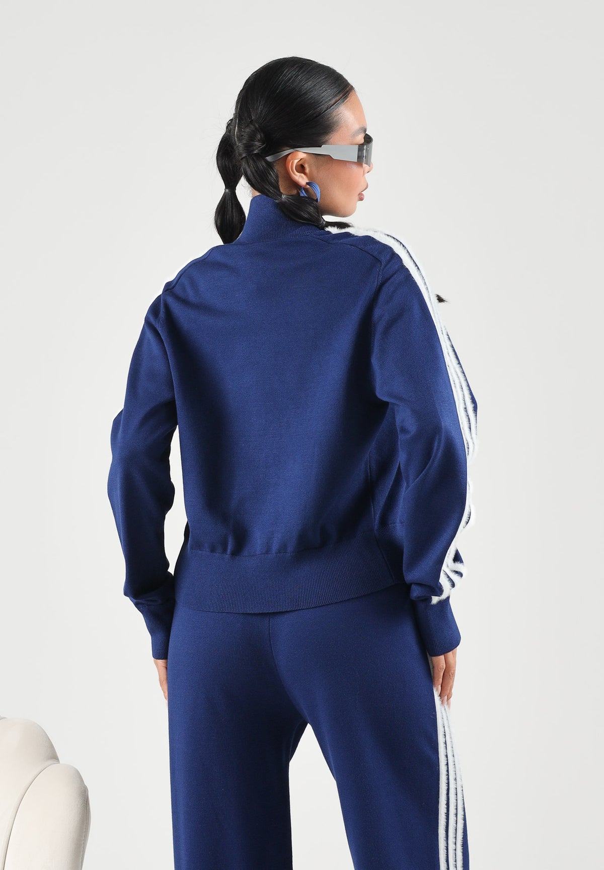 ADIDAS ORIGINALS Felpa con zip KNITTED FIREBIRD TRACK TOP blu scuro da donna con 3-stripes iconiche KW2588 . ADIDAS ORIGINALS