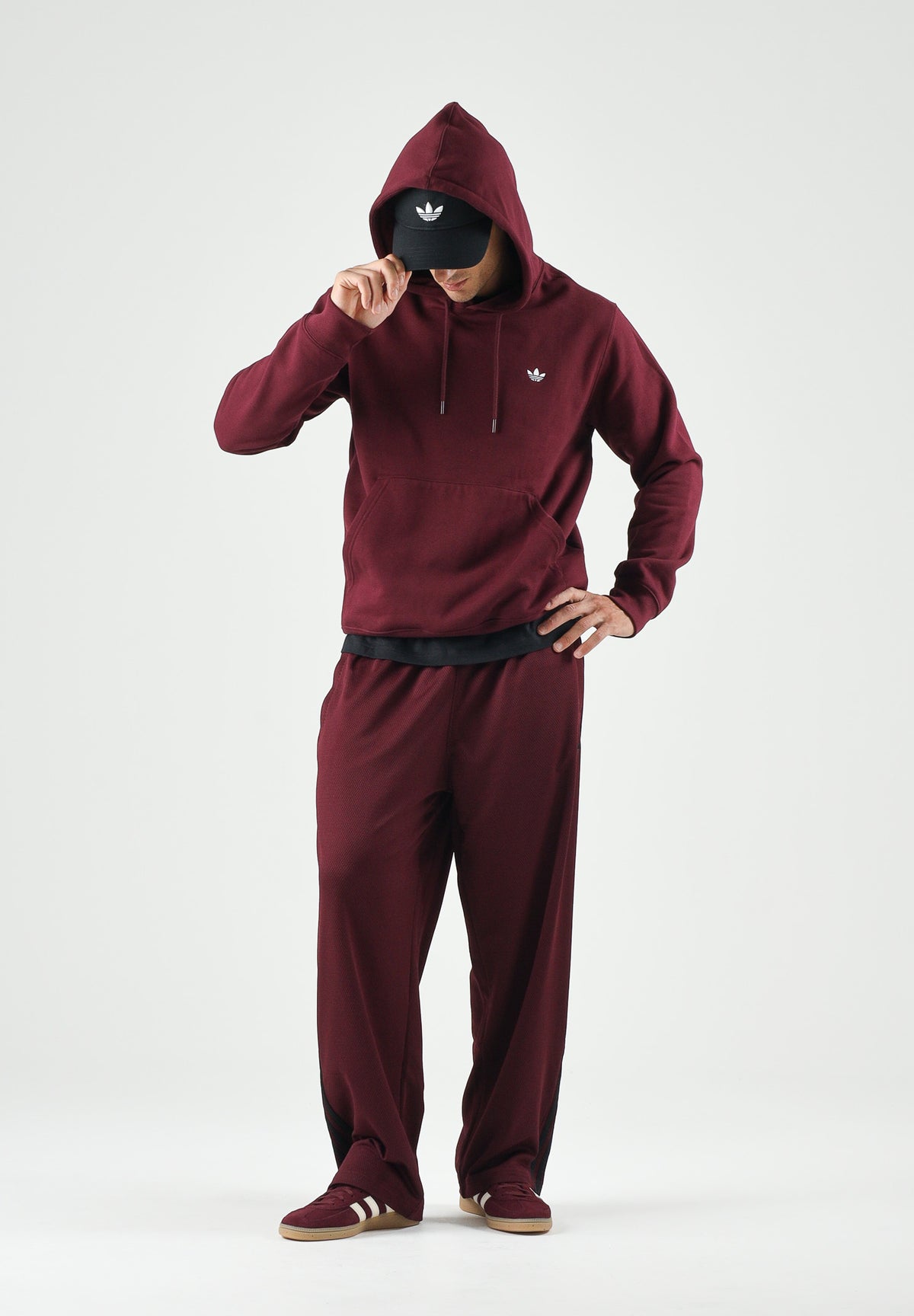ADIDAS ORIGINALS Felpa con cappuccio TREFOIL ESSENTIAS HOODIE marron bordeaaux da uomo<BR/> KW5048 . ADIDAS ORIGINALS