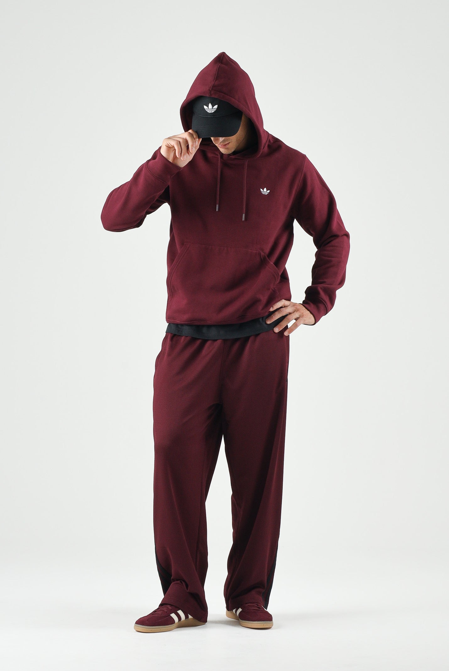 ADIDAS ORIGINALS Felpa TREFOIL ESSENTIAS HOODIE marron bordeaaux da uomo<BR/> KW5048 . ADIDAS ORIGINALS