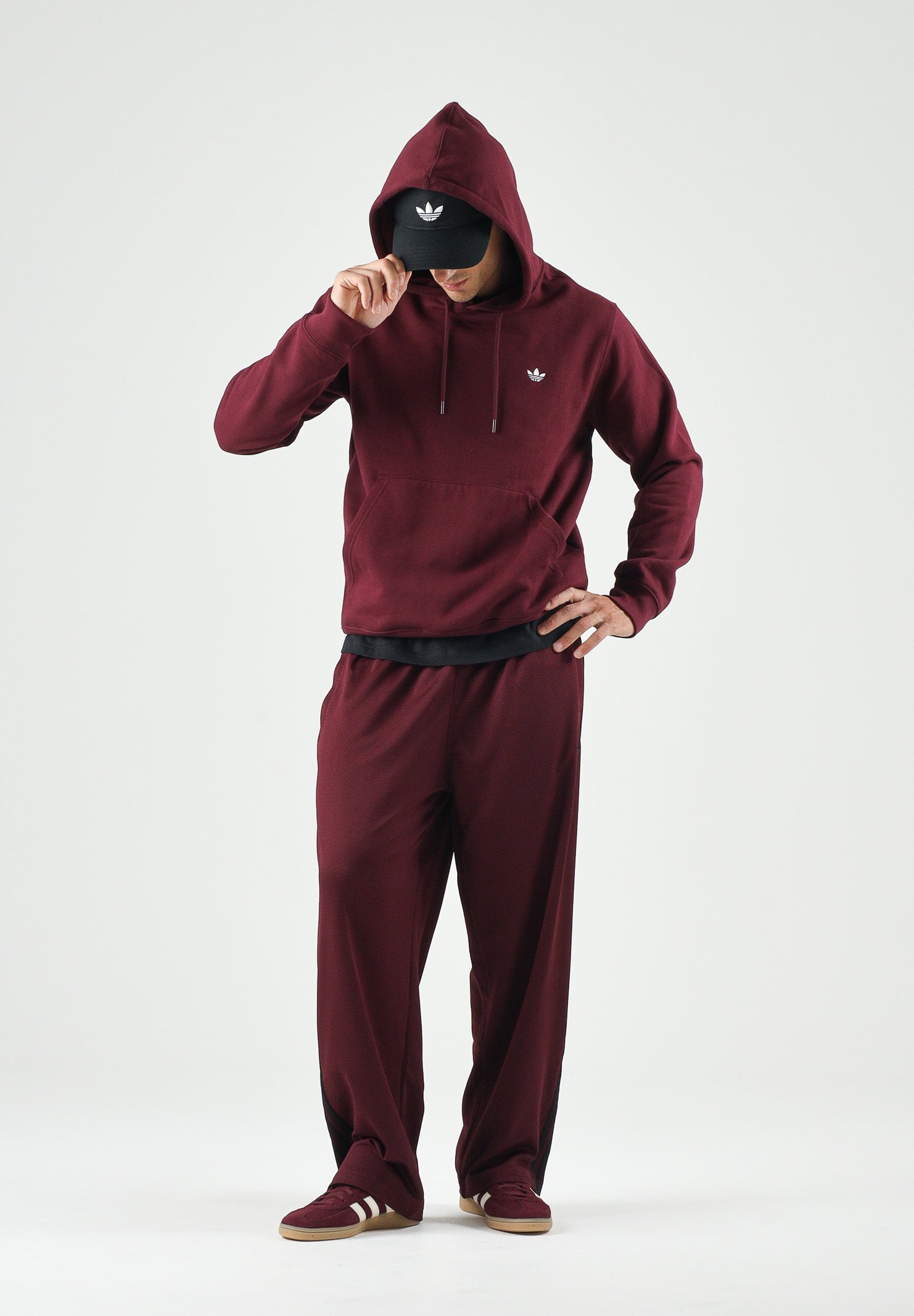 ADIDAS ORIGINALS Felpa TREFOIL ESSENTIAS HOODIE marron bordeaaux da uomo<BR/> KW5048 . ADIDAS ORIGINALS
