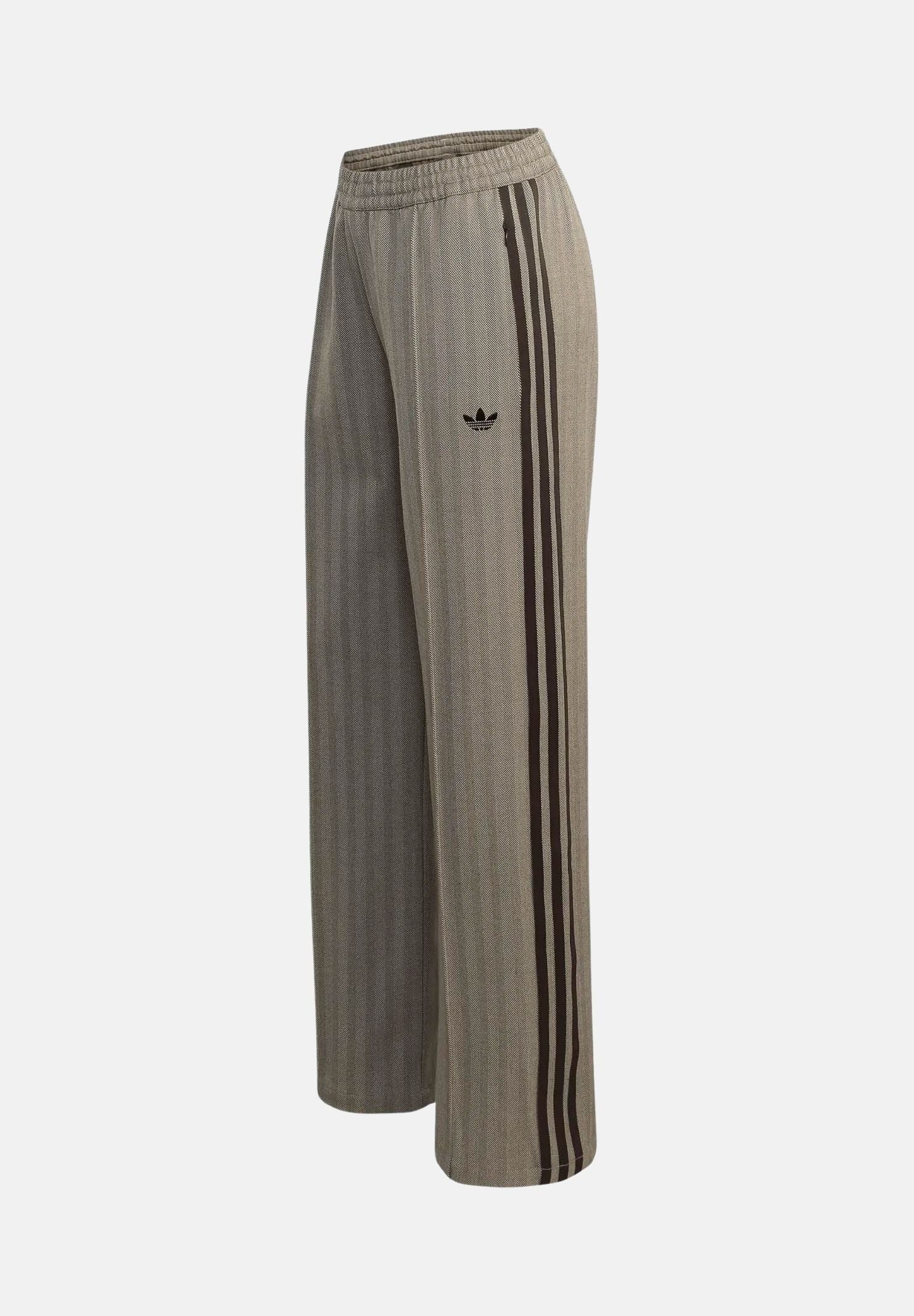ADIDAS ORIGINALS pantaloni TRACKPANT OG TWEED marrone chiaro e grigio da donna con bande laterali KX1869 . ADIDAS ORIGINALS