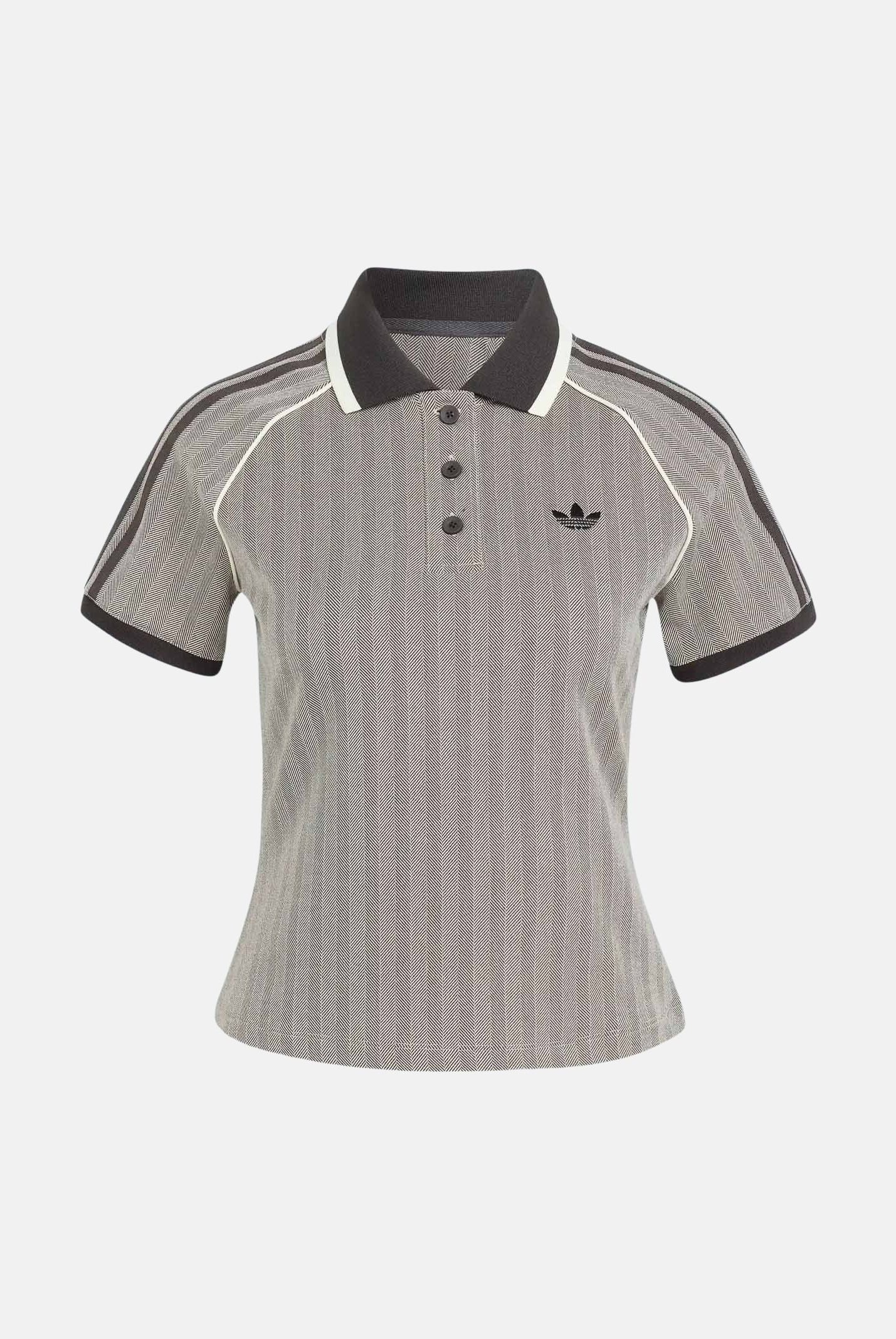ADIDAS ORIGINALS polo TWEED POLO SHIRT light brown marrone chiaro e nero donna. KX1871 . ADIDAS ORIGINALS