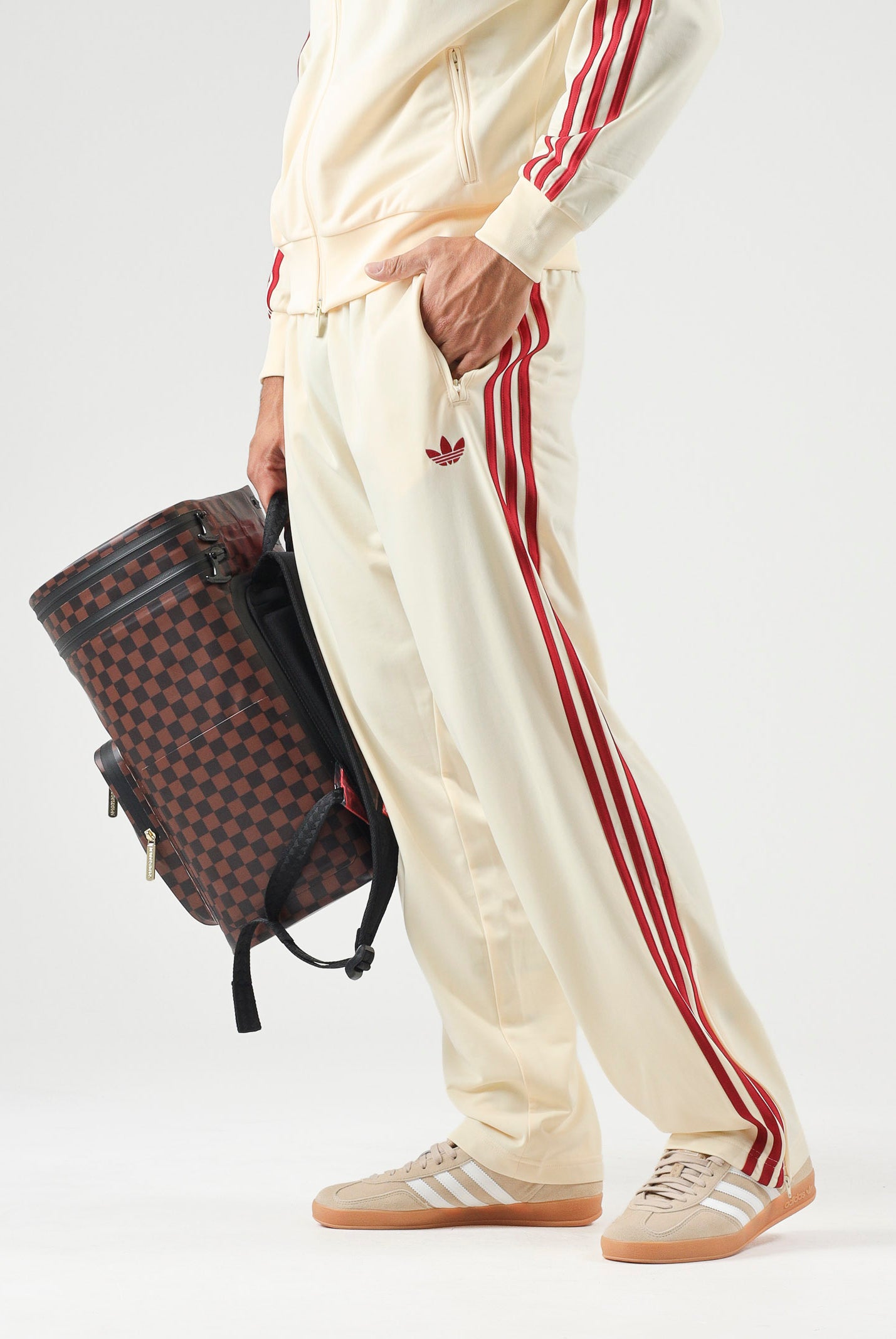 ADIDAS ORIGINALS Pantaloni PINSTRIPE FIREBIRD, colore warm vanilla, avorio-crema, per uomo e donna KX6924 . ADIDAS ORIGINALS