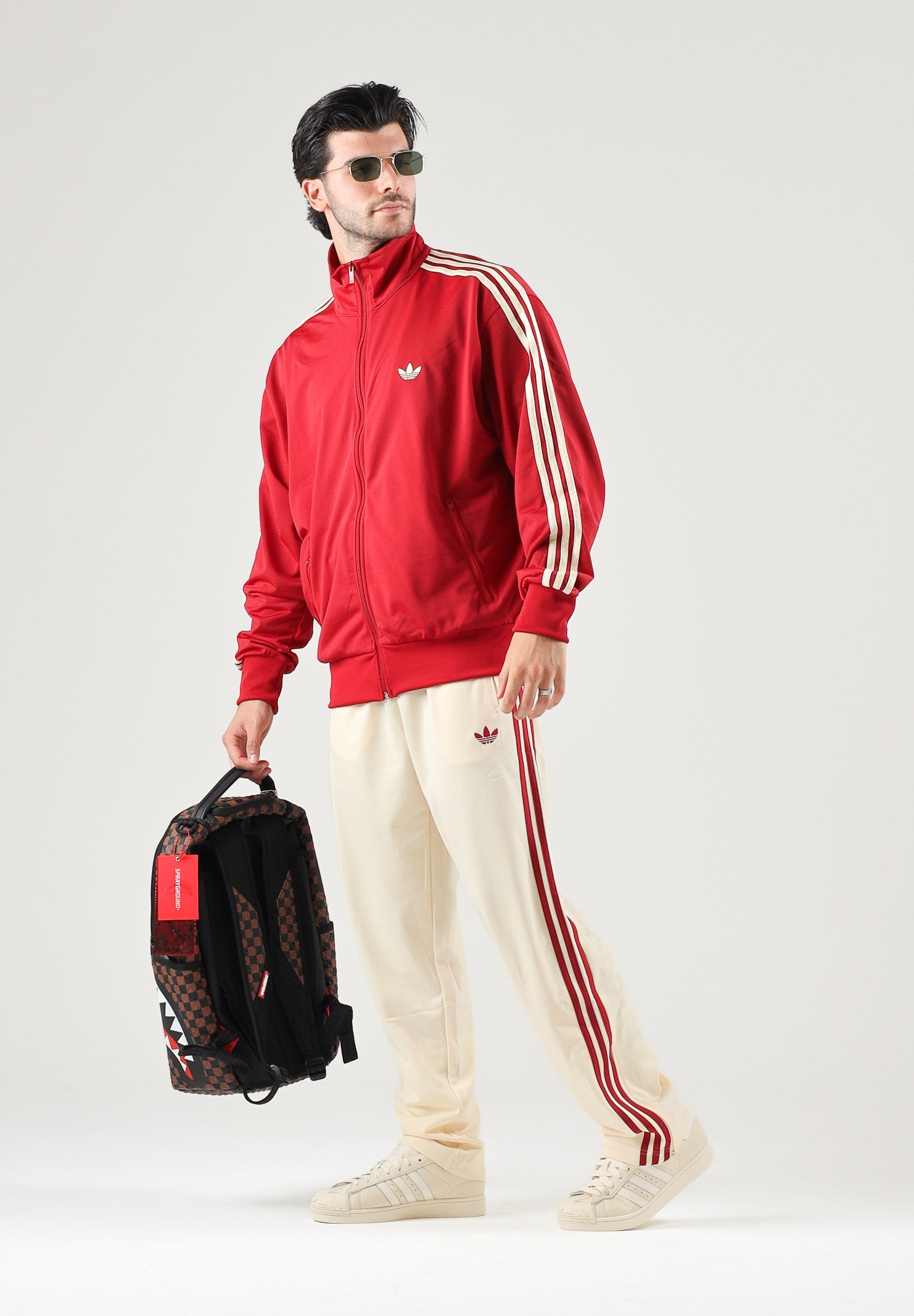 ADIDAS ORIGINALS Pantaloni sportivi PINSTRIPE FIREBIRD, warm vanilla, avorio-crema, per uomo e donna KX6924 . ADIDAS ORIGINALS