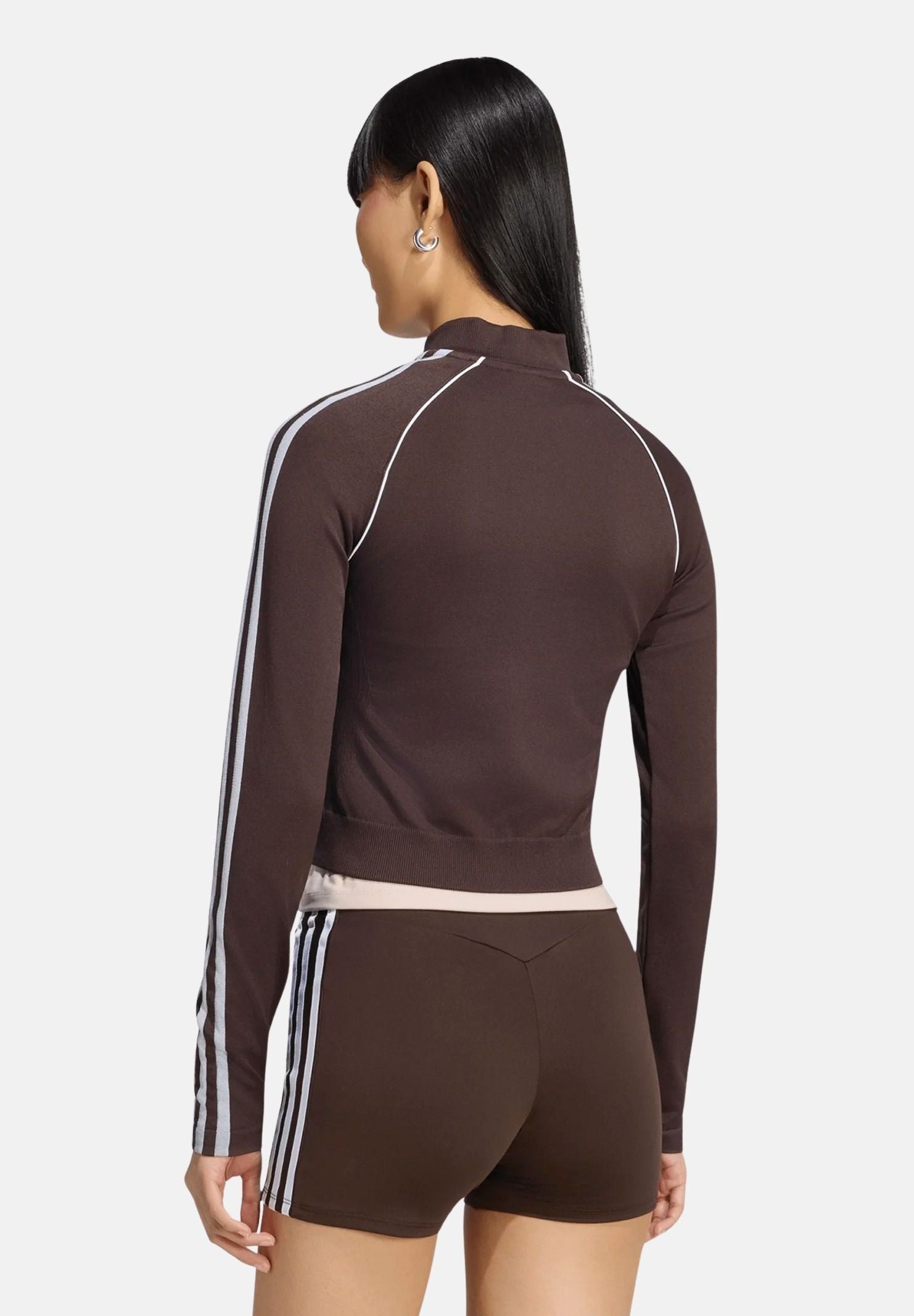 ADIDAS ORIGINALS Felpa ESSENTIALS 3-STRIPES SEAMLES aurora coffé marrone da donna KX8418 . ADIDAS ORIGINALS