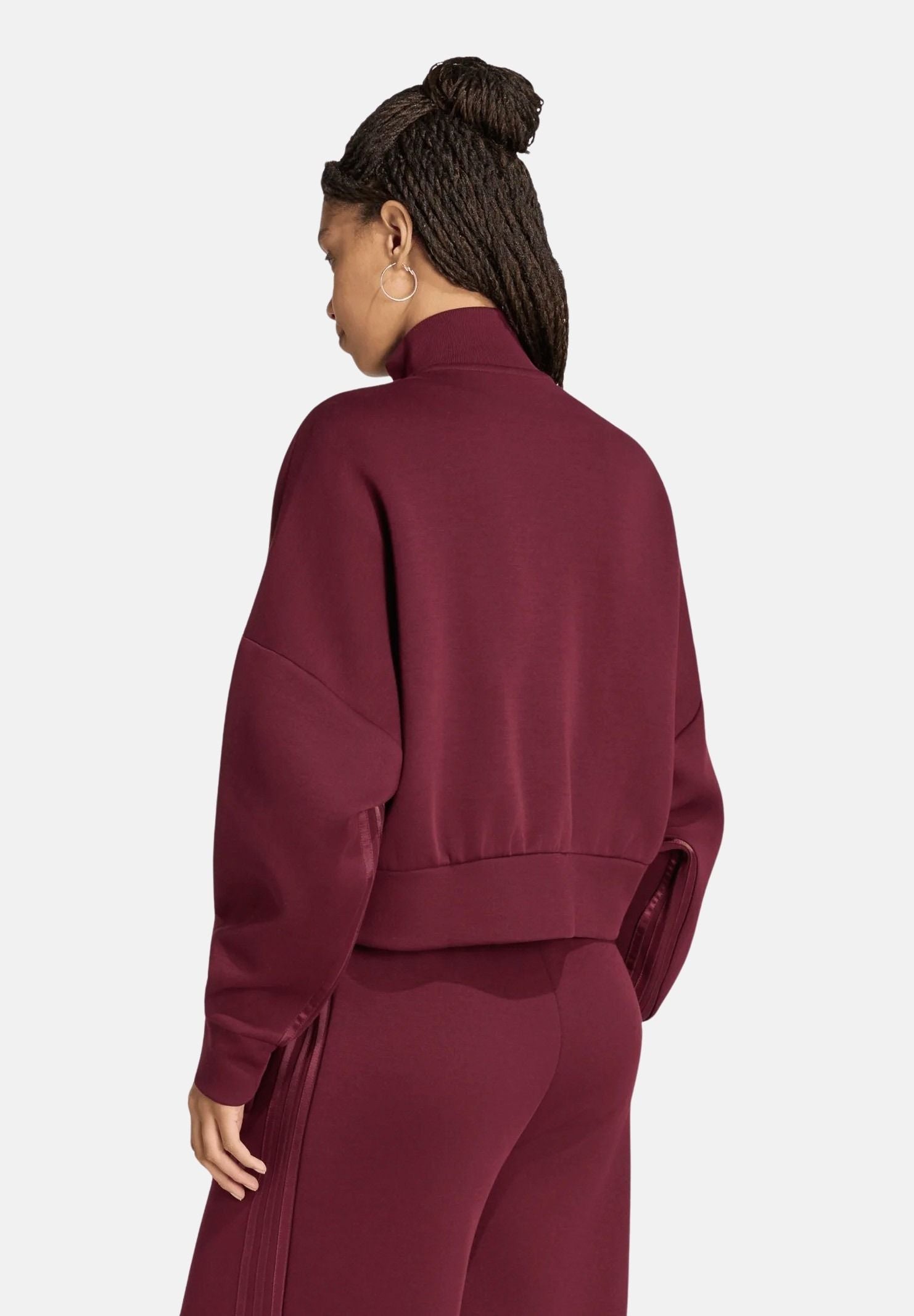 ADIDAS ORIGINALS Felpa SPACER TRACKTOP Maroon Bordeaux da donna con zip frontale KY0859 . ADIDAS ORIGINALS