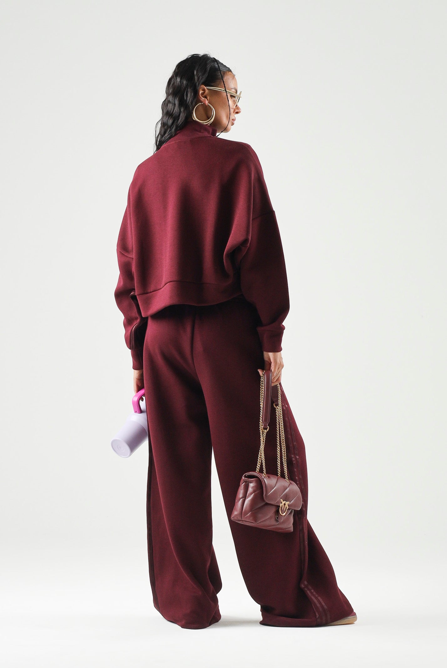 ADIDAS ORIGINALS Felpa SPACER TRACKTOP Maroon Bordeaux da donna con zip frontale KY0859 . ADIDAS ORIGINALS
