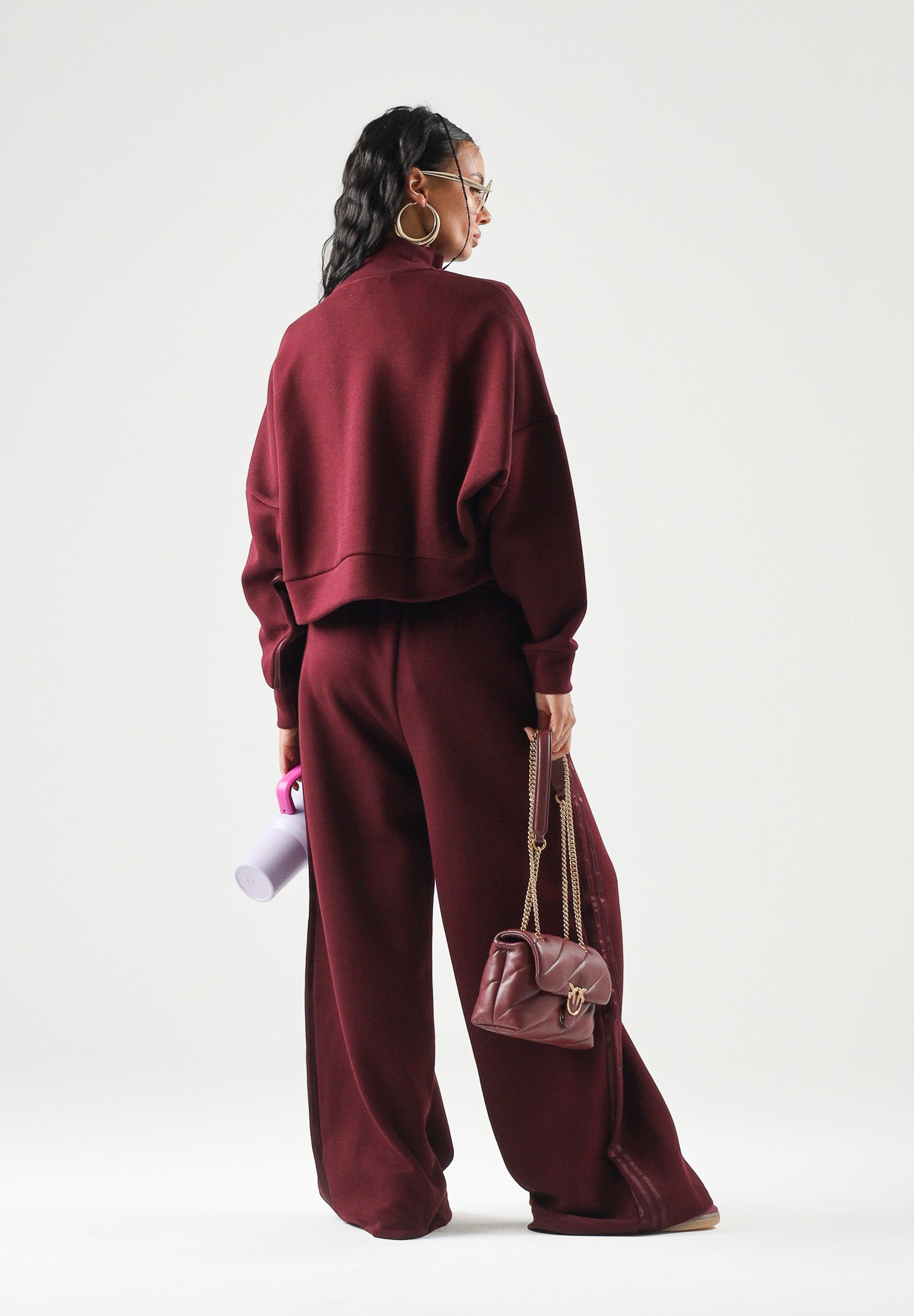 ADIDAS ORIGINALS Felpa SPACER TRACKTOP Maroon Bordeaux da donna con zip frontale KY0859 . ADIDAS ORIGINALS