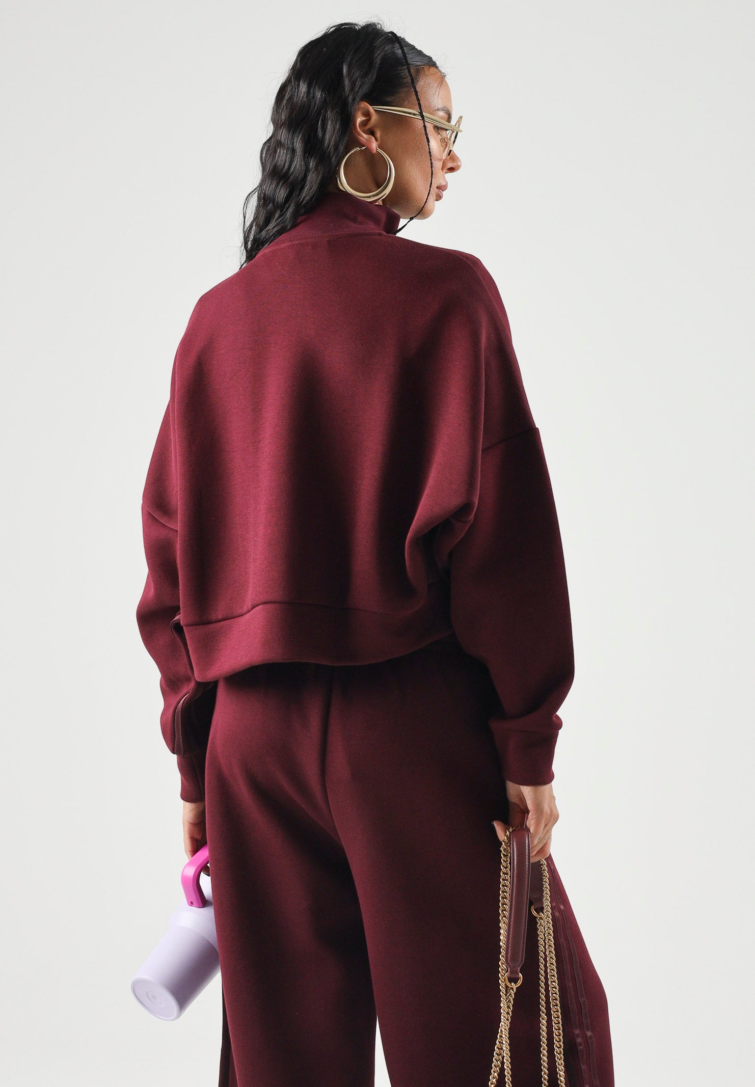 ADIDAS ORIGINALS Felpa SPACER TRACKTOP Maroon Bordeaux da donna con zip frontale KY0859 . ADIDAS ORIGINALS