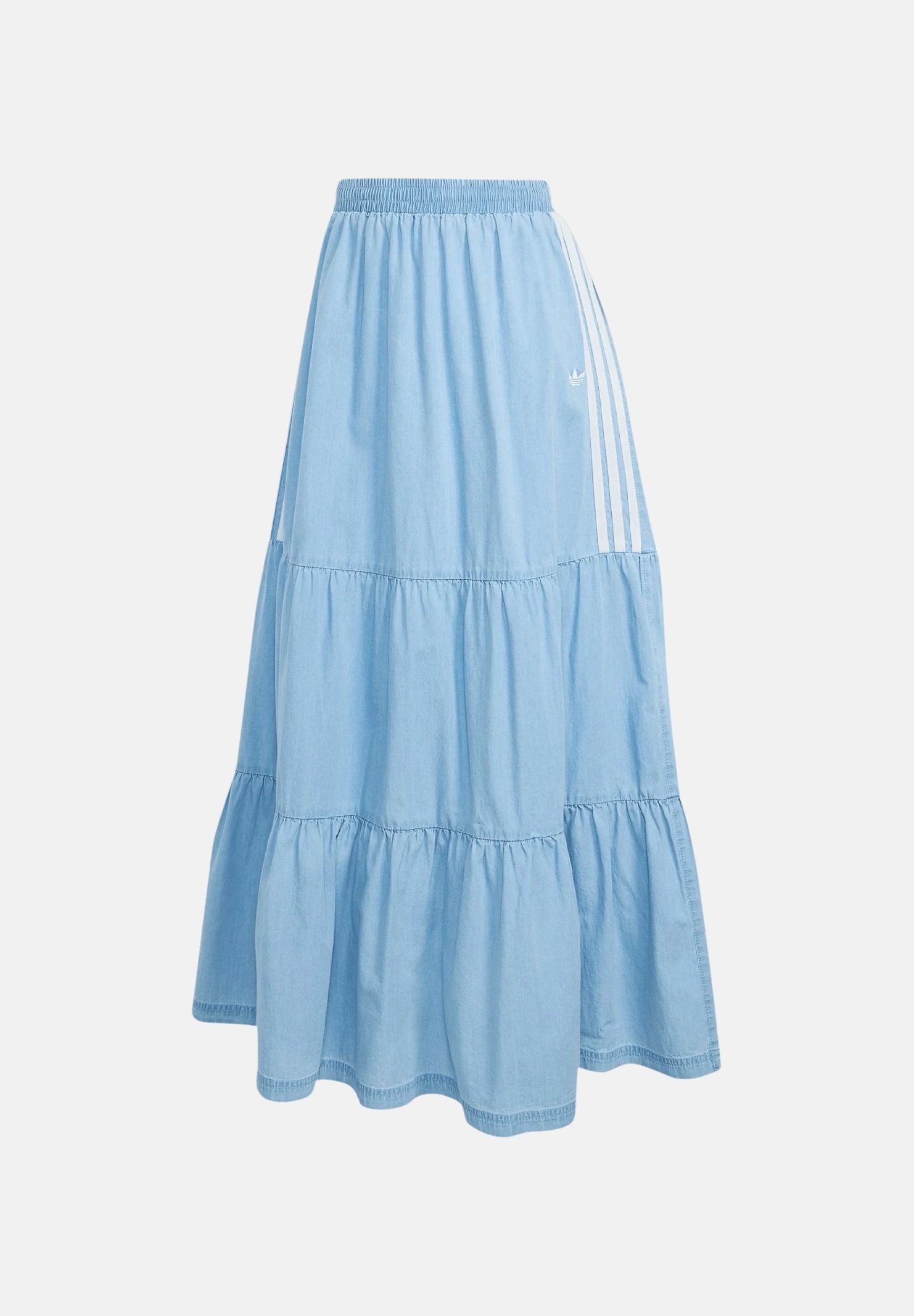 ADIDAS ORIGINALS Gonna lunga SUMMER GLOW in denim chiaro da donna KY8113 . ADIDAS ORIGINALS