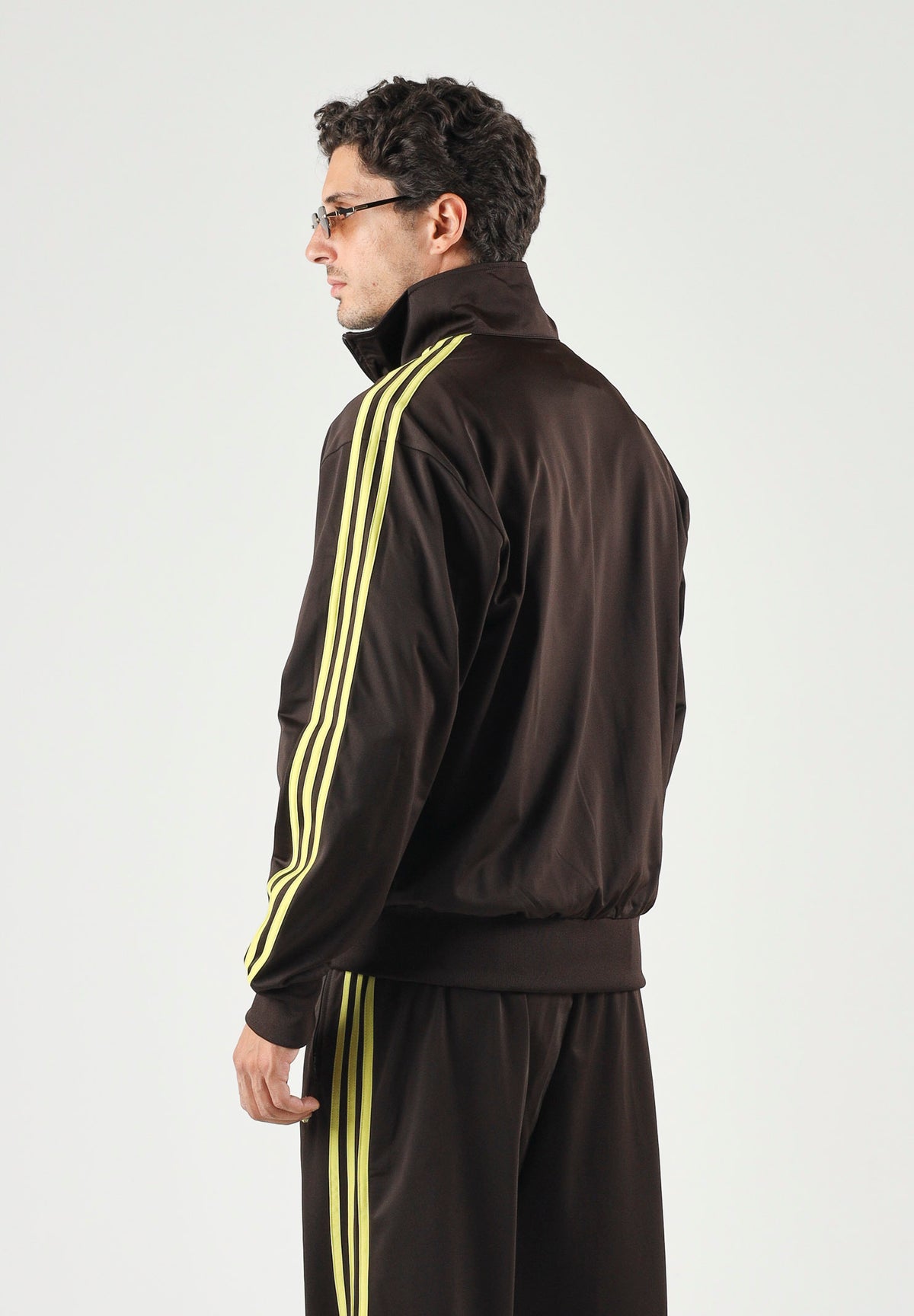 ADIDAS ORIGINALS felpa con zip track jacket Beckenbauer AURCO PRELIM marrone scuro e giallo da uomo. KZ1181 . ADIDAS ORIGINALS
