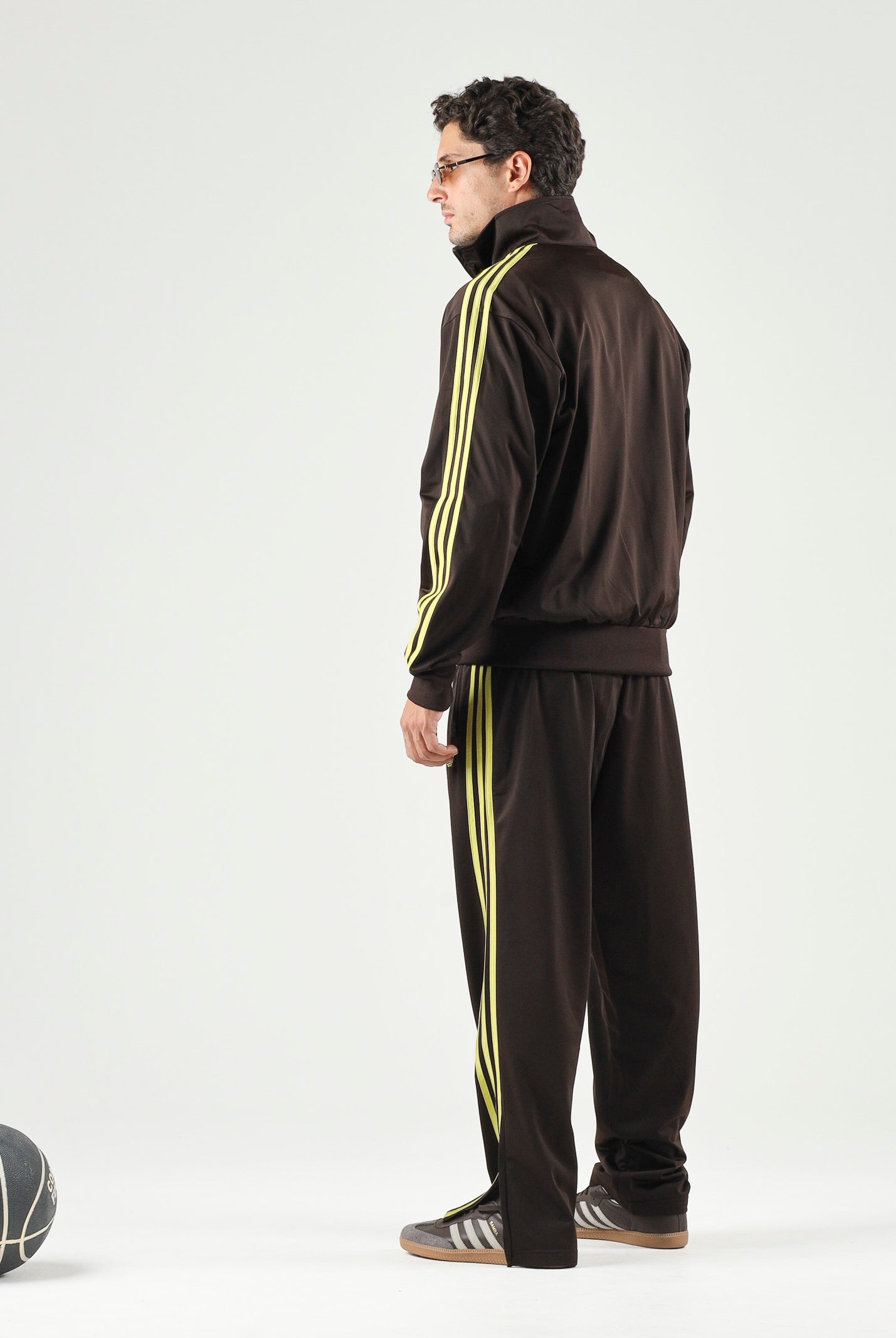 ADIDAS ORIGINALS felpa track jacket Beckenbauer AURCO PRELIM marrone scuro e giallo uomo. KZ1181 . ADIDAS ORIGINALS