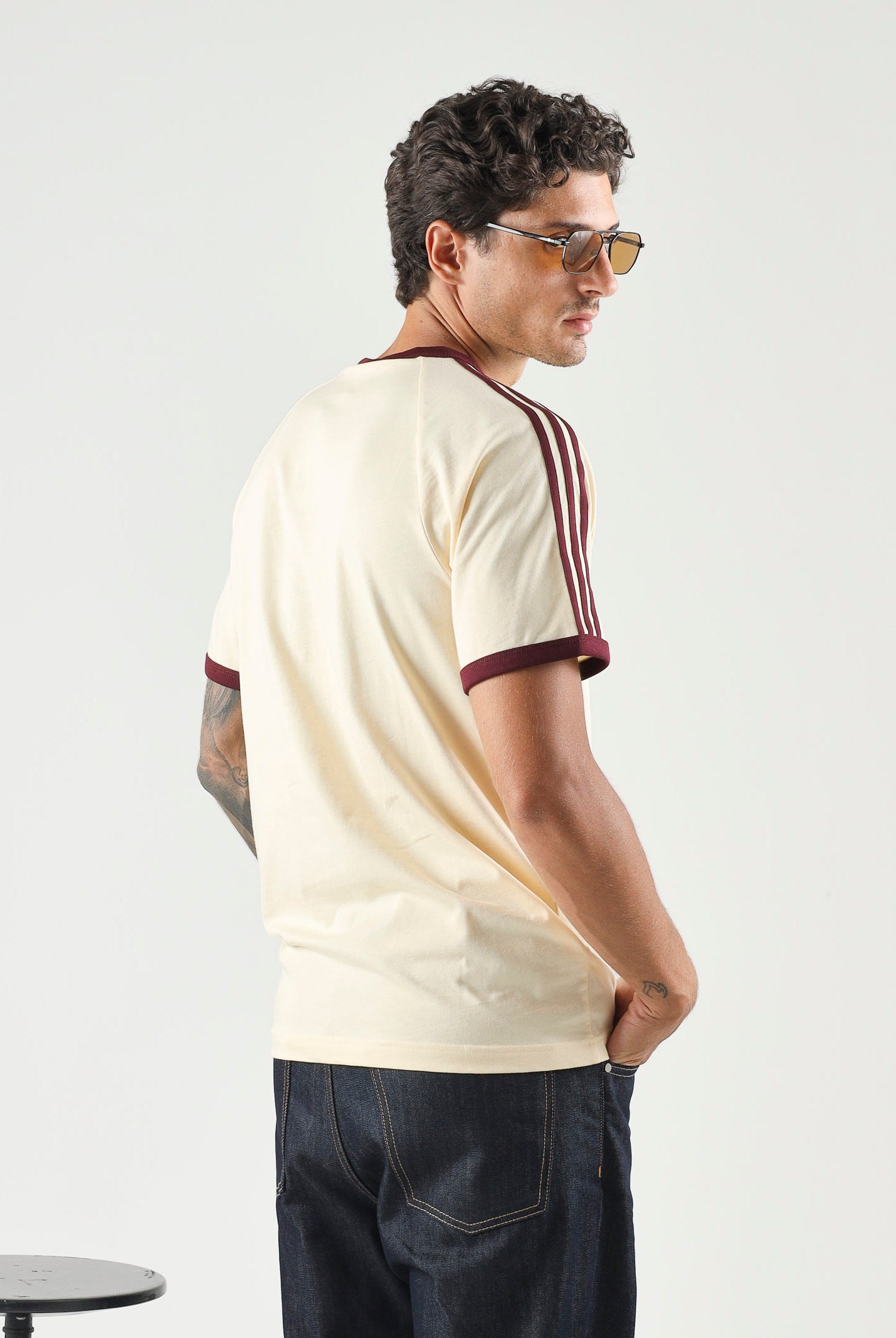 ADIDAS ORIGINALS T-shirt Adicolor Classics 3-Stripes Tee WARPVAN/MARO panna e bordeaux uomo. KZ1201 . ADIDAS ORIGINALS