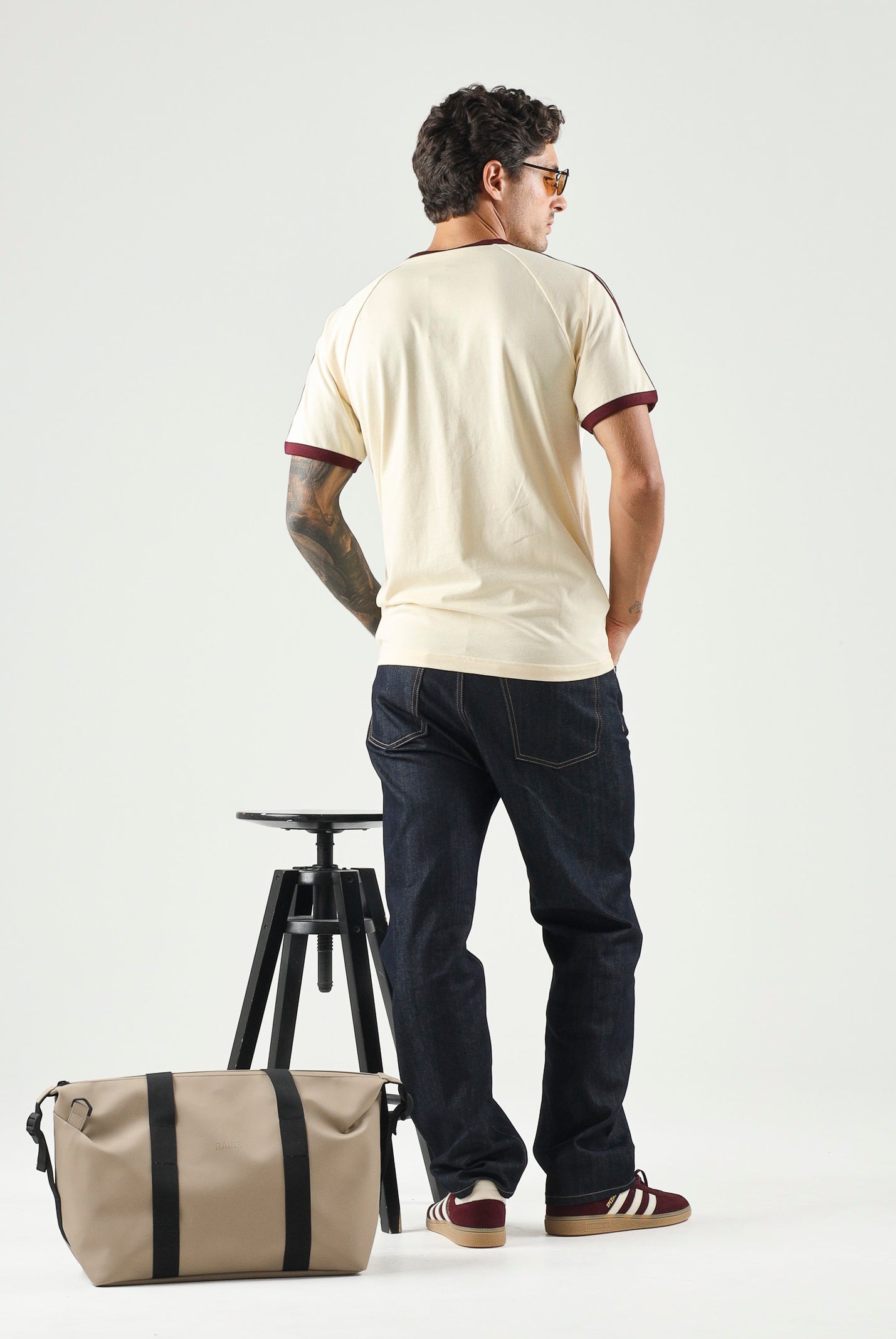 ADIDAS ORIGINALS T-shirt Adicolor Classics 3-Stripes Tee WARPVAN/MARO panna e bordeaux uomo. KZ1201 . ADIDAS ORIGINALS
