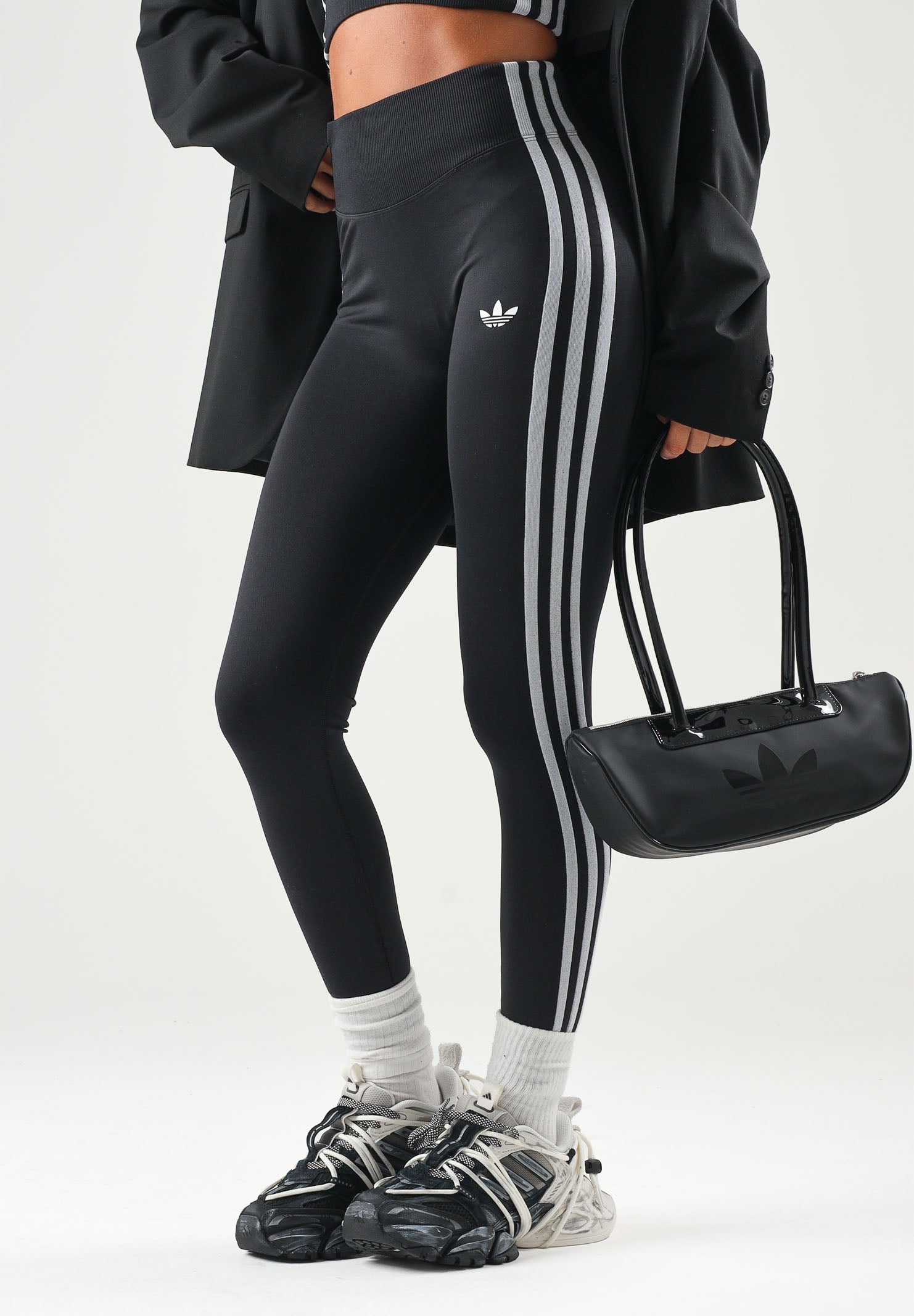 ADIDAS ORIGINALS Leggings ESSENTIALS 3-STRIPES nero da donna KZ4121 . ADIDAS ORIGINALS