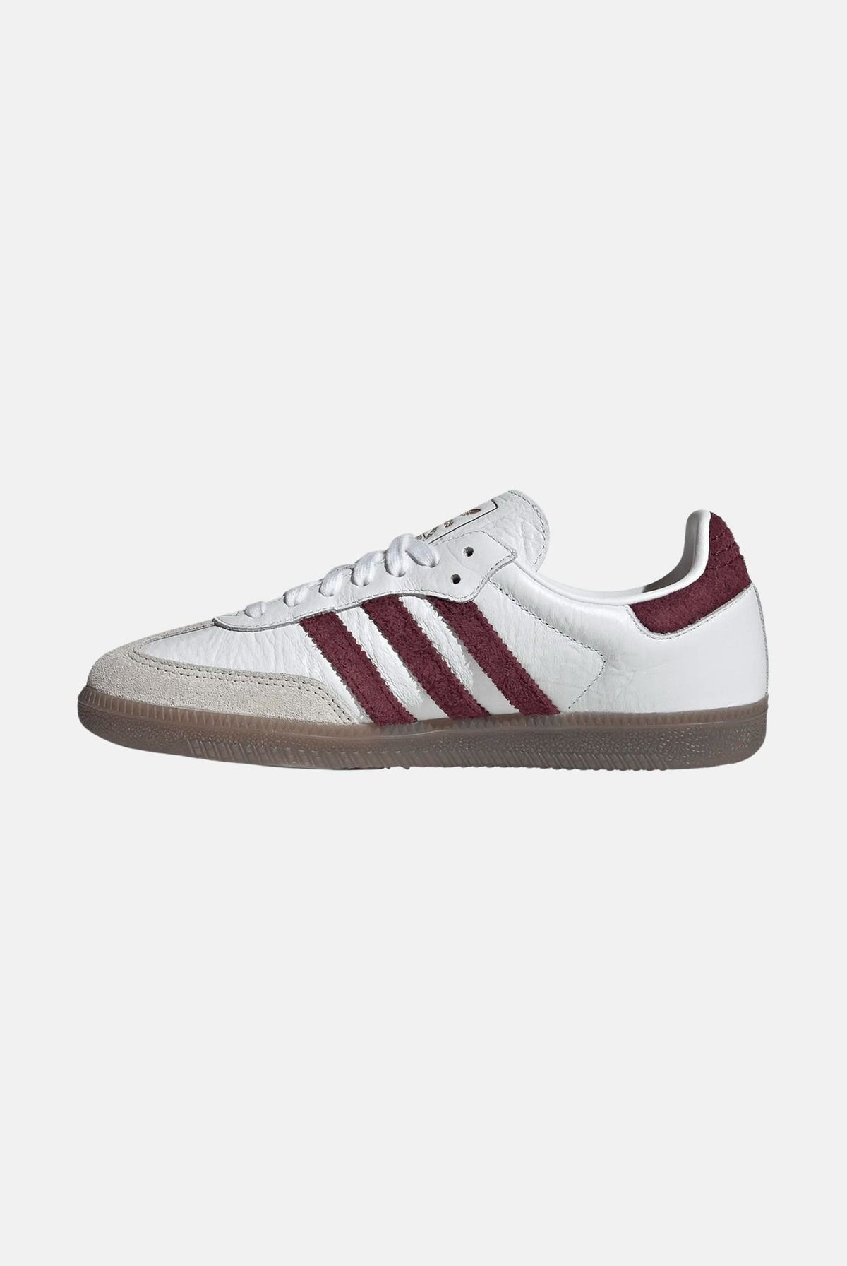 ADIDAS ORIGINALS Sneakers SAMBA OG bianca per uomo e donna con dettagli bordeaux e intersuola ammortizzata LA0973 . ADIDAS ORIGINALS