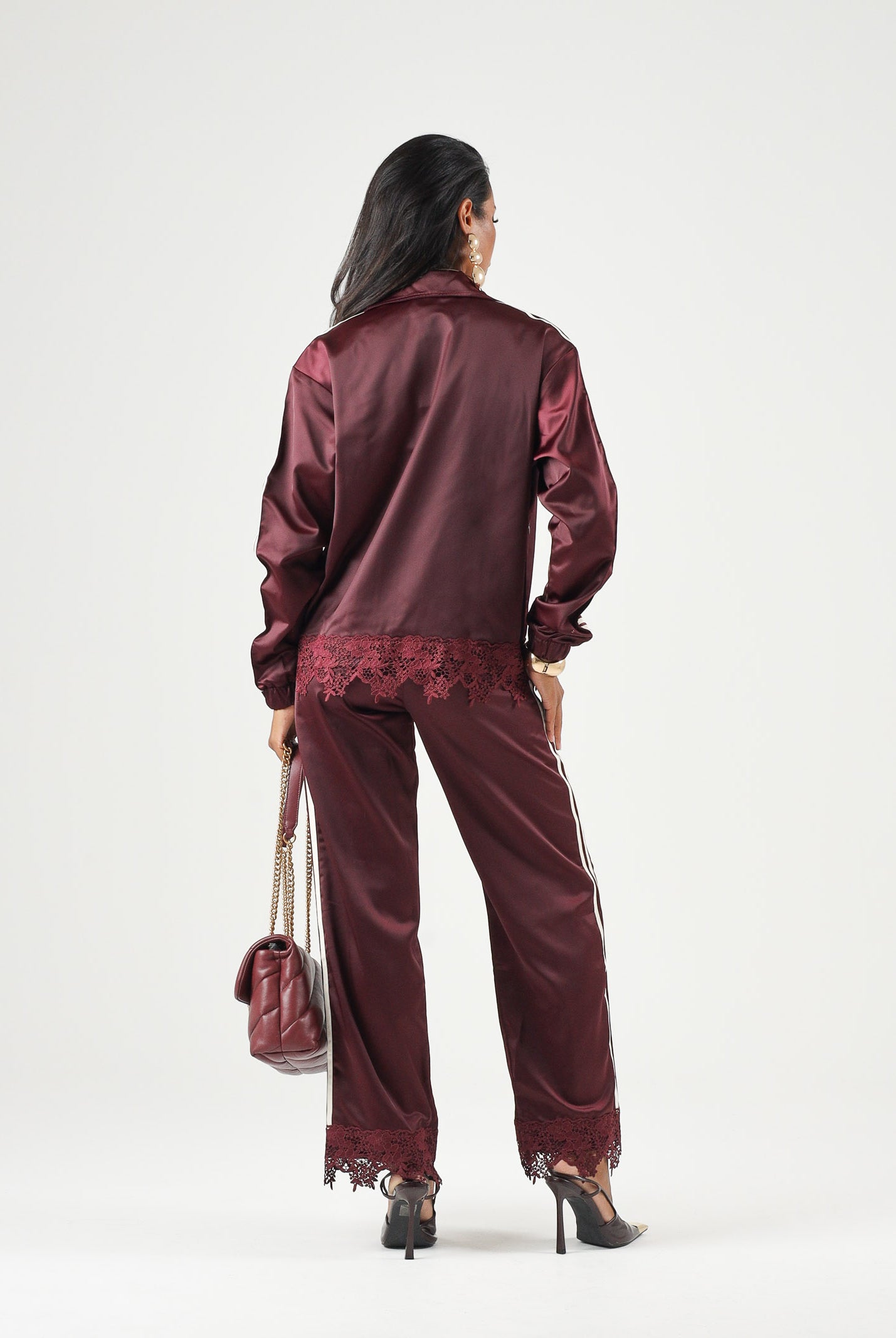 ADIDAS ORIGINALS Felpa con zip Firebird bordeaux da donna LD1804 . ADIDAS ORIGINALS