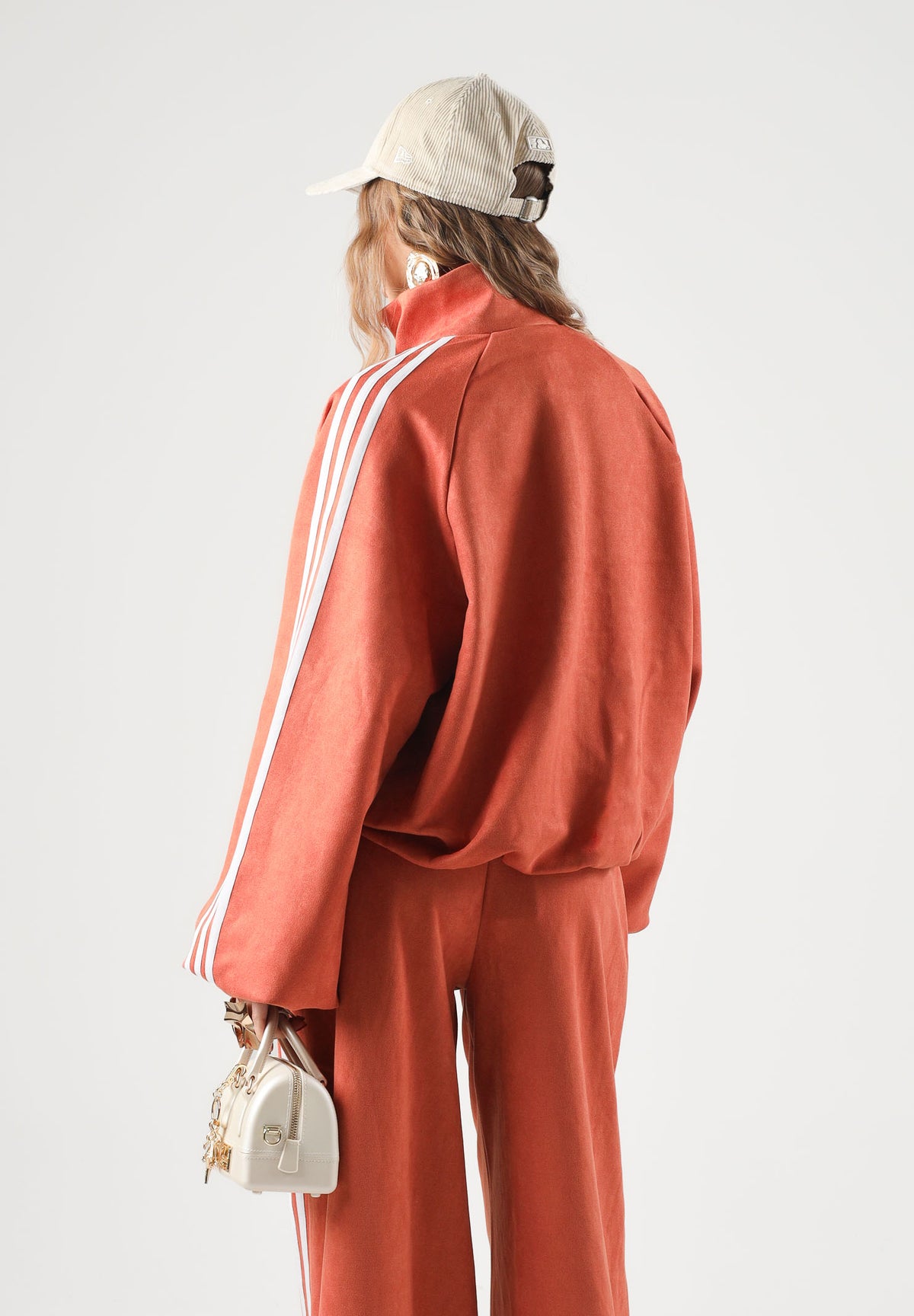 ADIDAS ORIGINALS Felpa con zip ADILENIUM SEASON 6 FAUX SUEDE TRACK TOP Vermillion arancione vermiglio da donna LH1922 . ADIDAS ORIGINALS