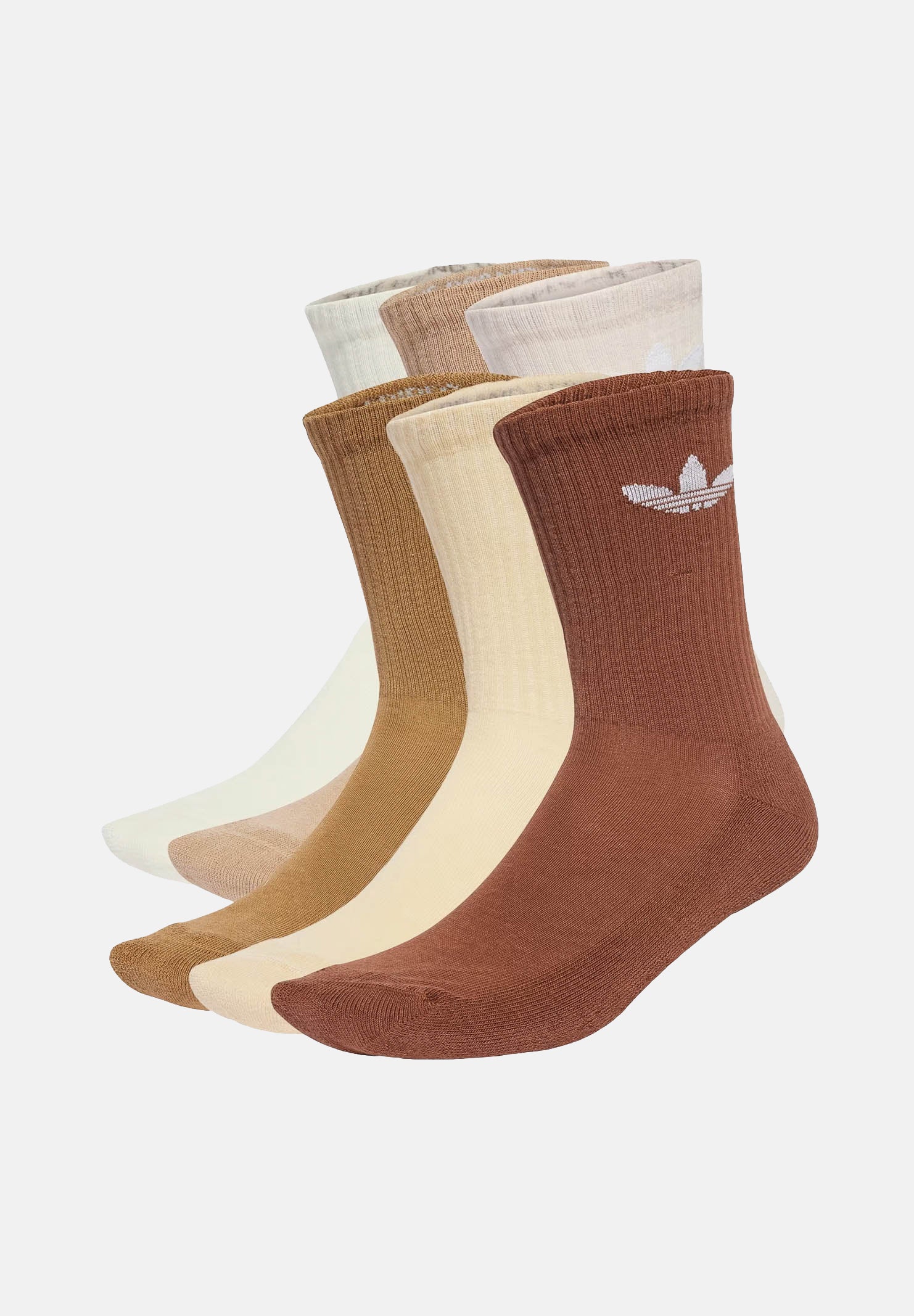 ADIDAS ORIGINALS Calzini Trefoil Cushion Crew (6 paia) nei toni terra per uomo e donna JY2678 . ADIDAS ORIGINALS