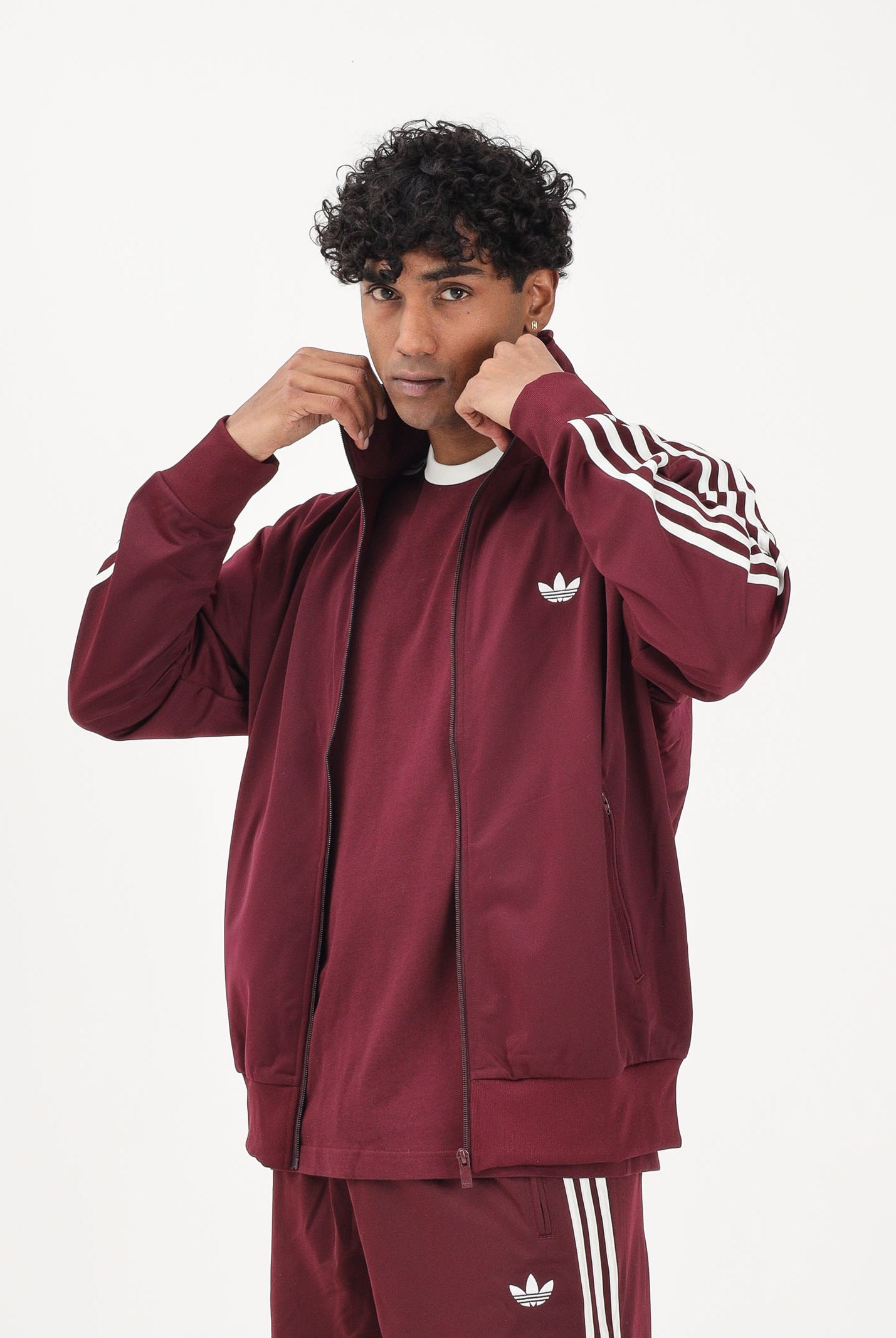 ADIDAS ORIGINALS Felpa con zip FIREBIRD bordeaux da uomo KE1646 . ADIDAS ORIGINALS