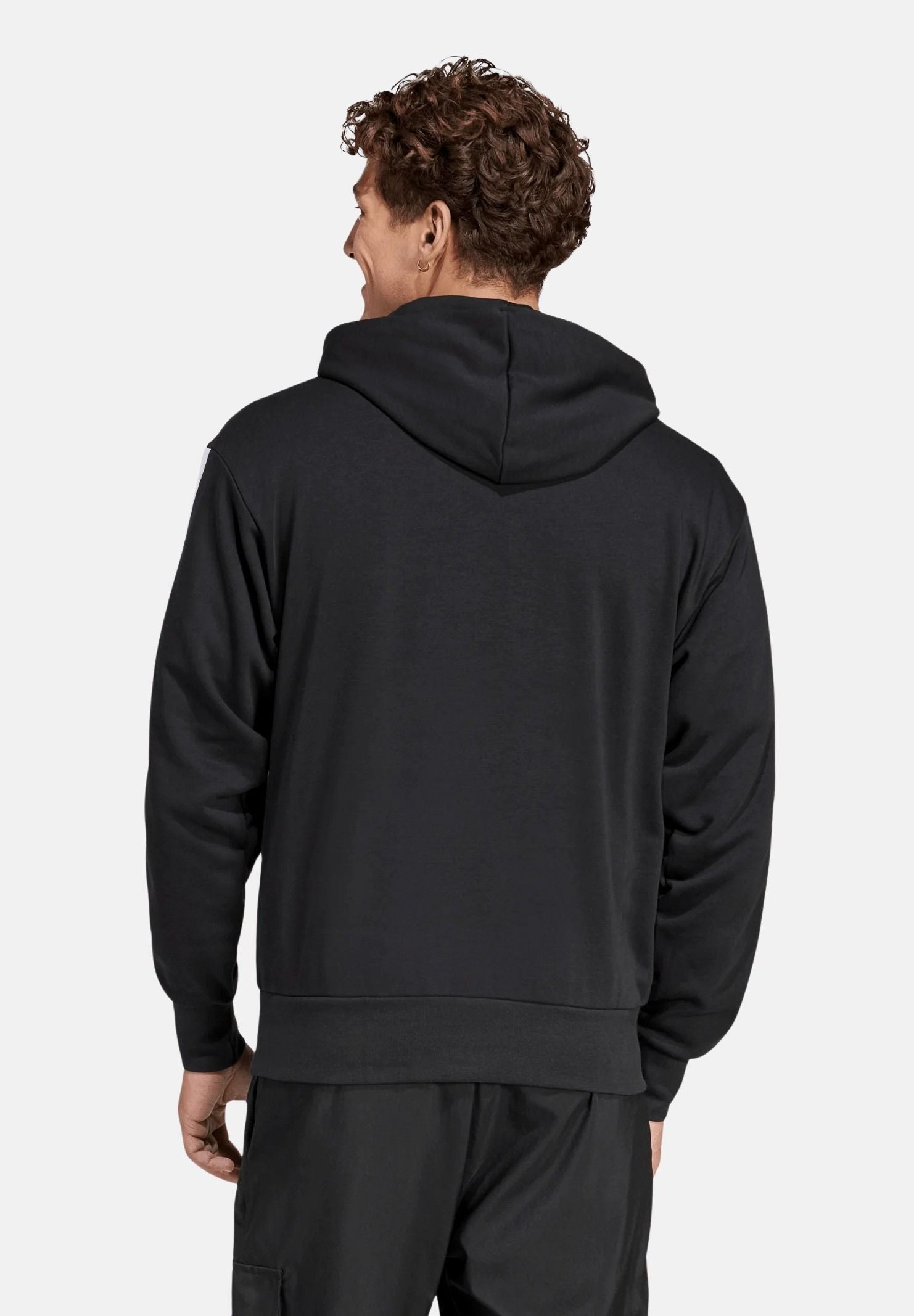 ADIDAS PERFORMANCE Felpa con cappuccio Essentials 3 Stripes nera da uomo JD1874 . ADIDAS PERFORMANCE