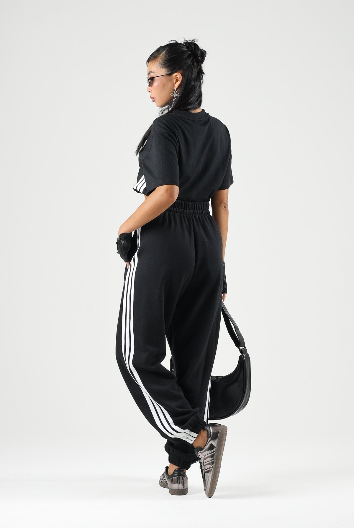ADIDAS PERFORMANCE Pantaloni ESSENTIALS 3-STRIPES FLEECE neri da donna JE1276 . ADIDAS PERFORMANCE